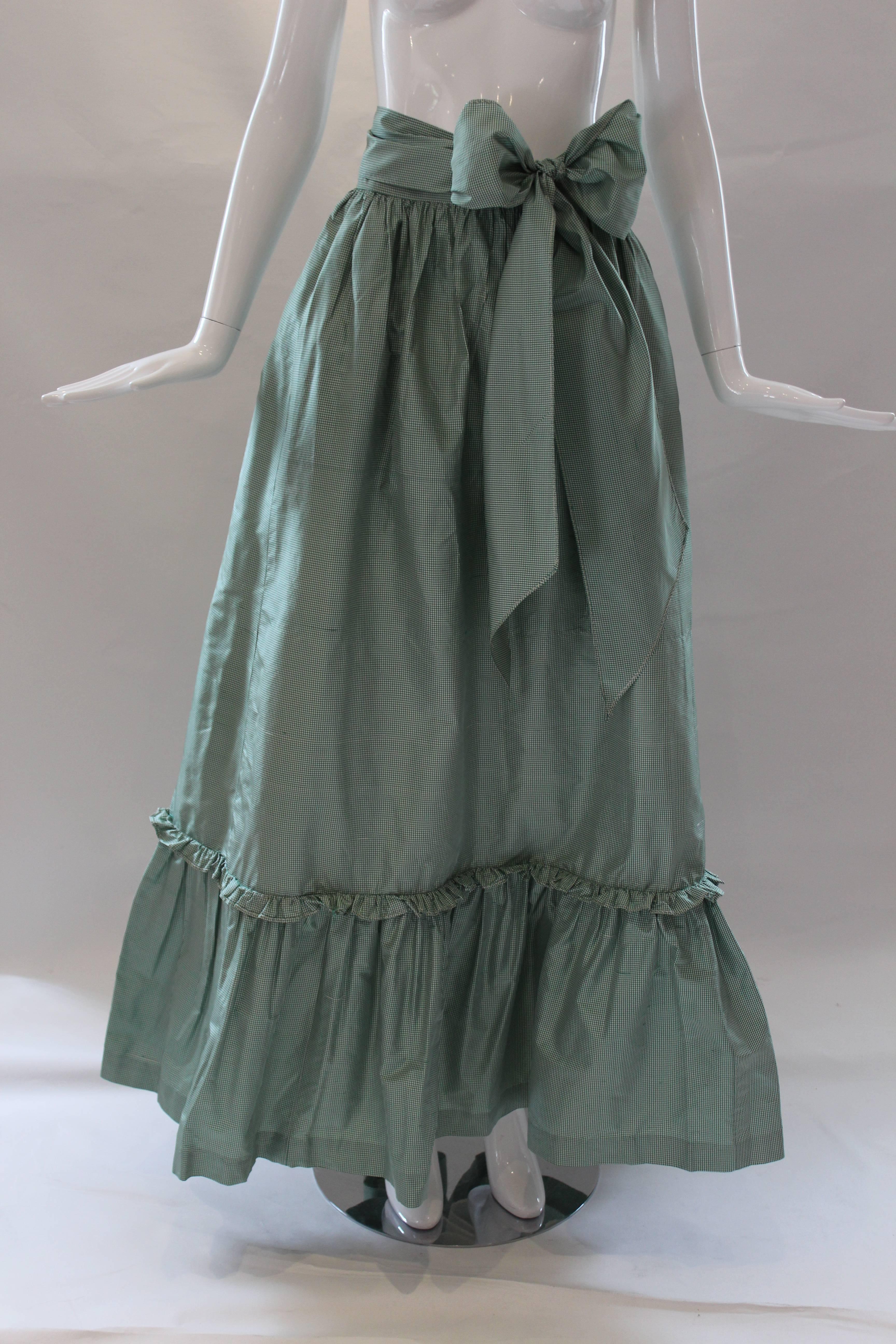 Gray 1980s Vintage Oscar de la Renta Gingham Ball Skirt