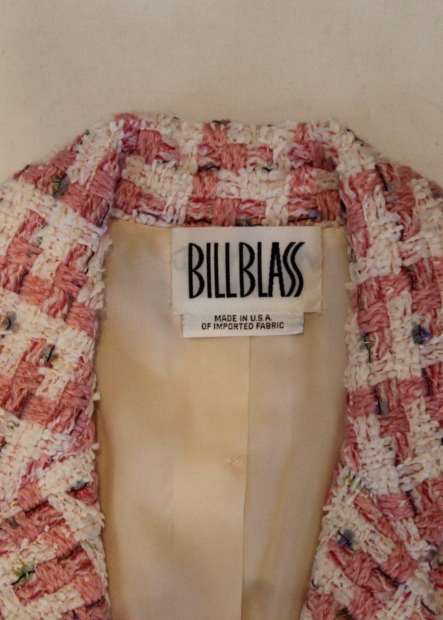 Women's 1980s Bill Blass Pink Tweed Two Piece Suit