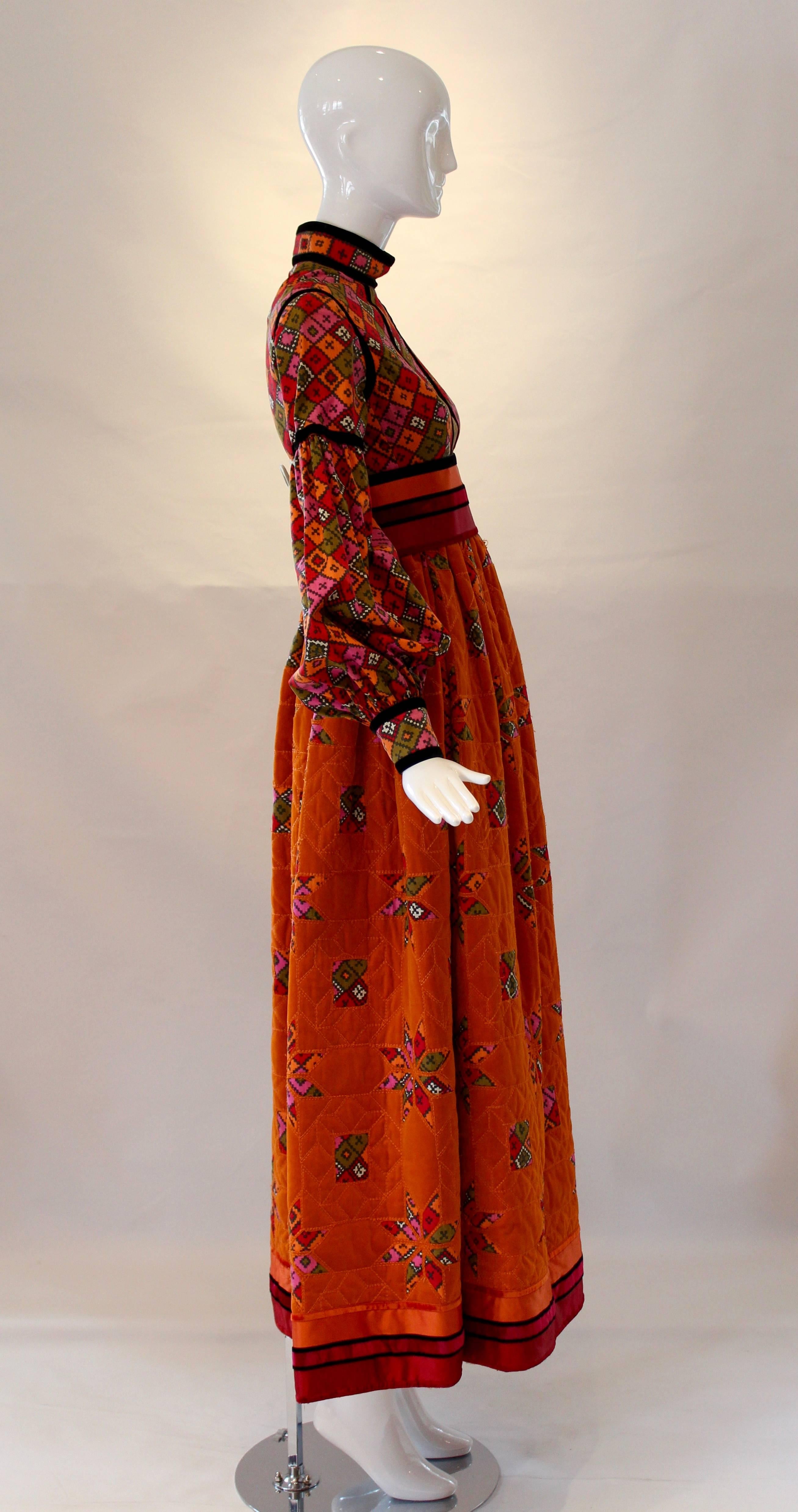 1960s Geoffrey Beene Gown with Quilted Skirt  For Sale 1