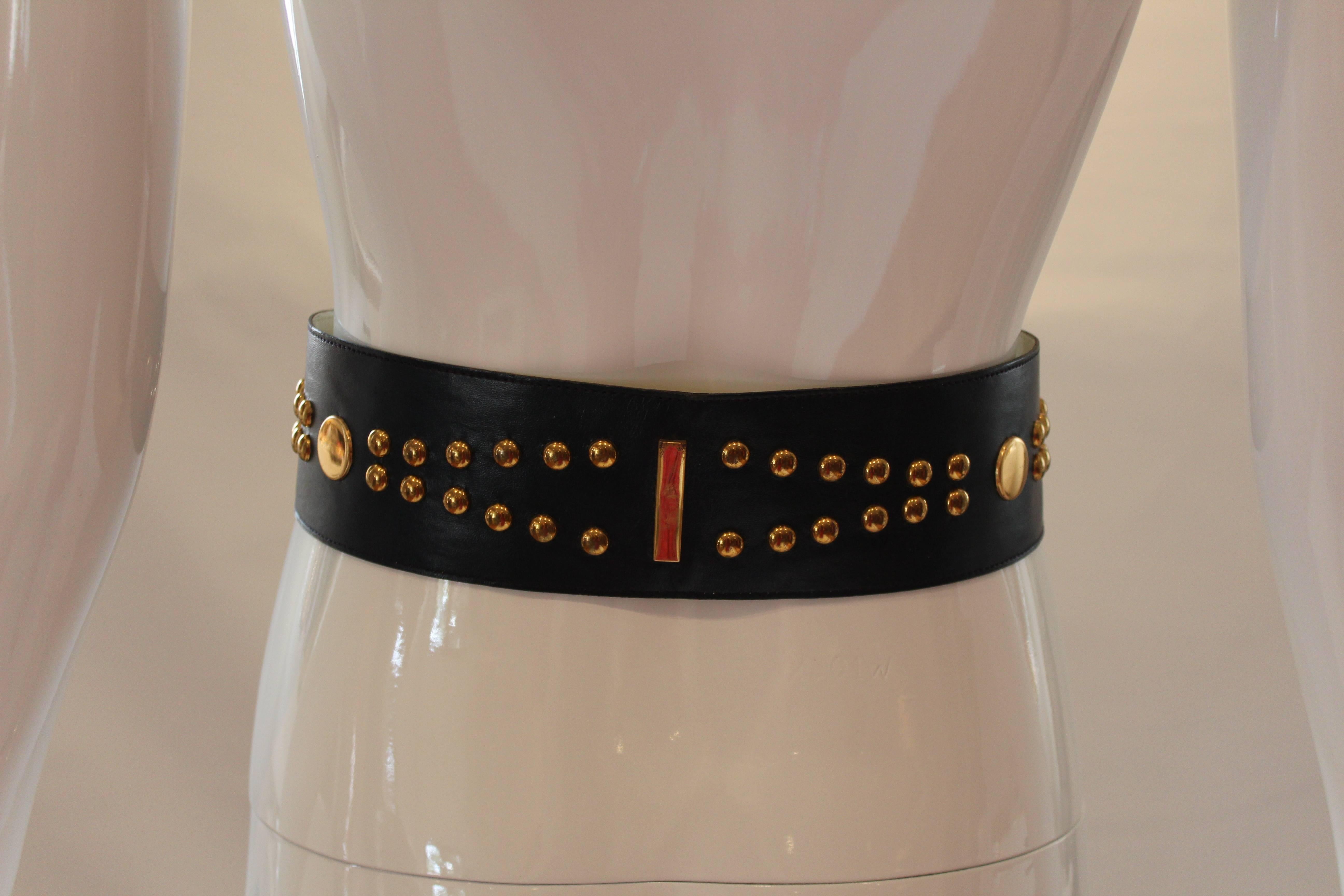 Black YSL Studded Belt