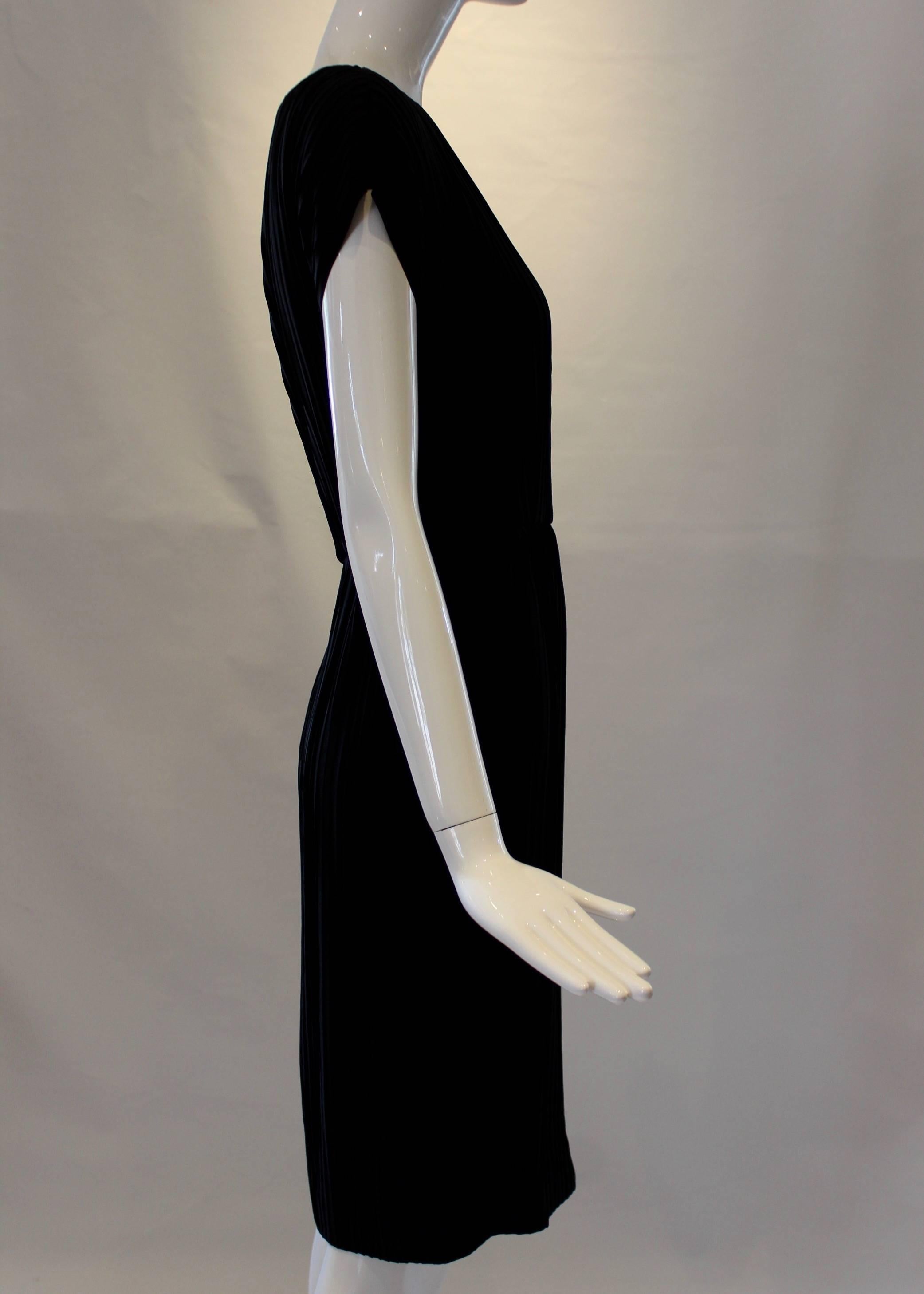 Akris Pleated Black Dress In Excellent Condition For Sale In Houston, TX
