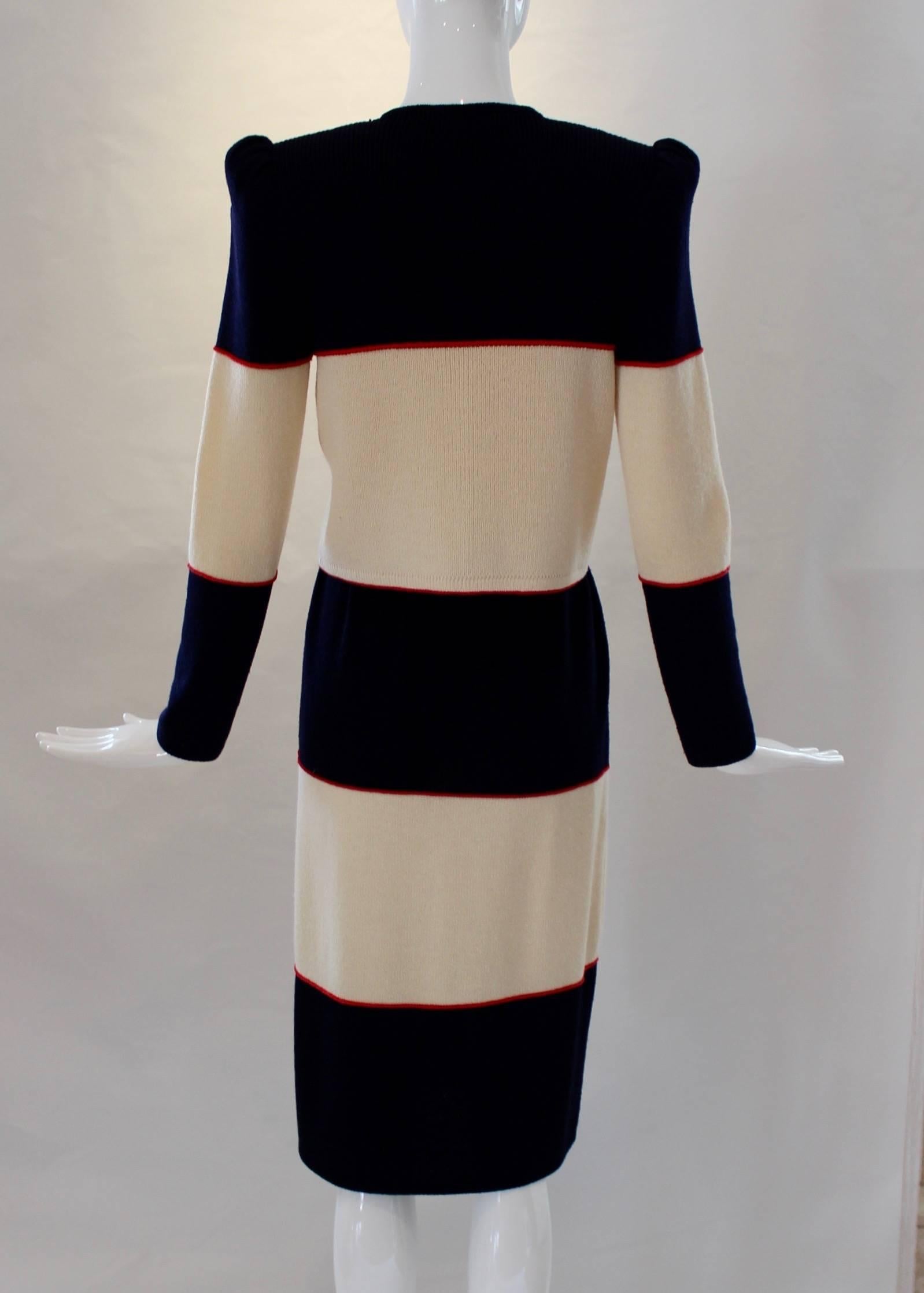 Brown 1960s St. John Colorblock Skirt Suit 