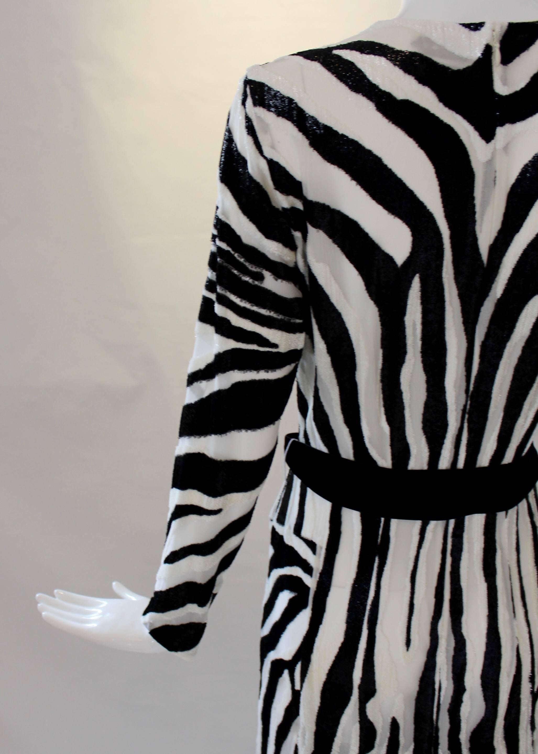 Black Tom Ford Zebra Print Textured Tinsel Dress