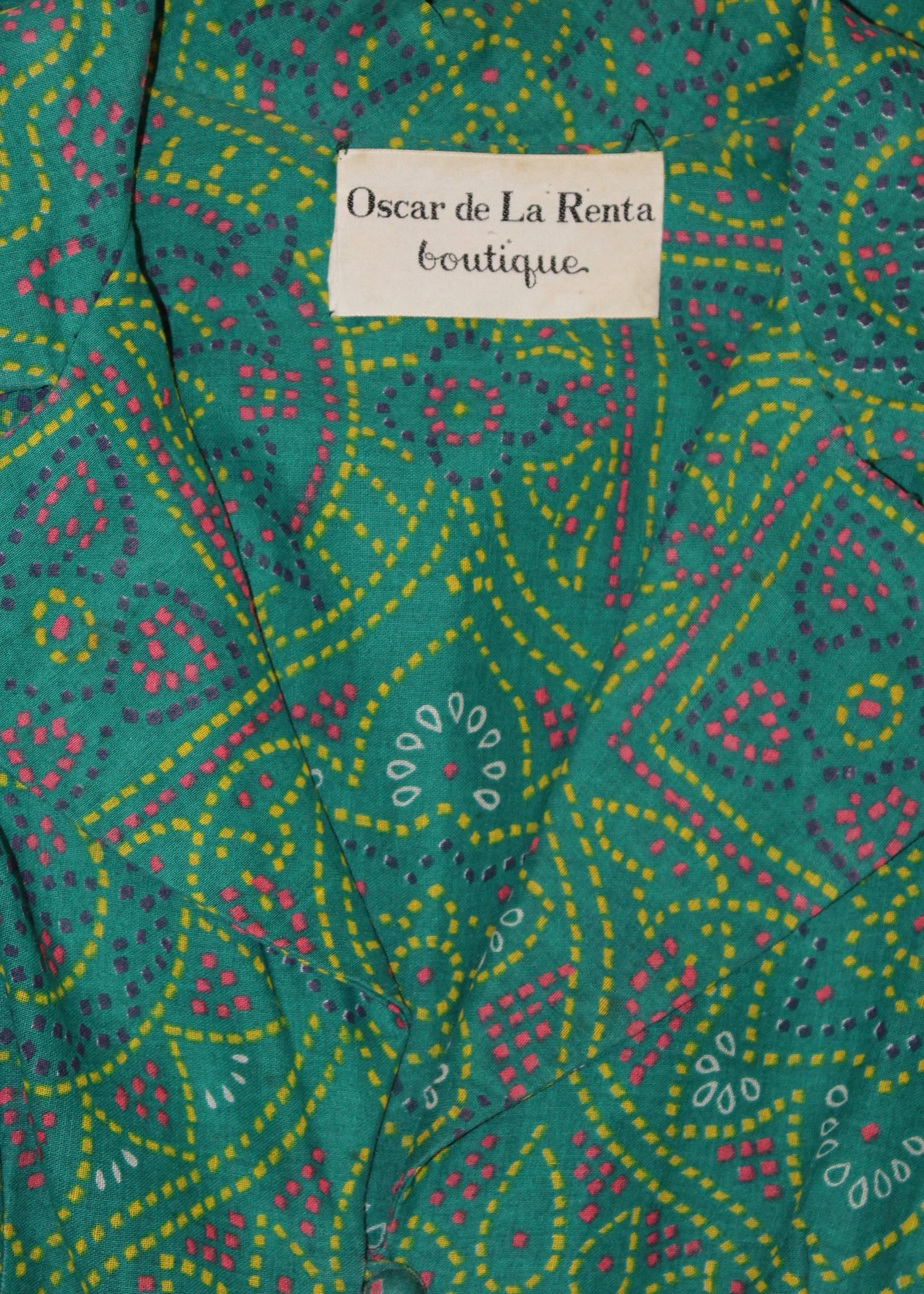 1970s Oscar de la Renta Printed Peasant Dress  1