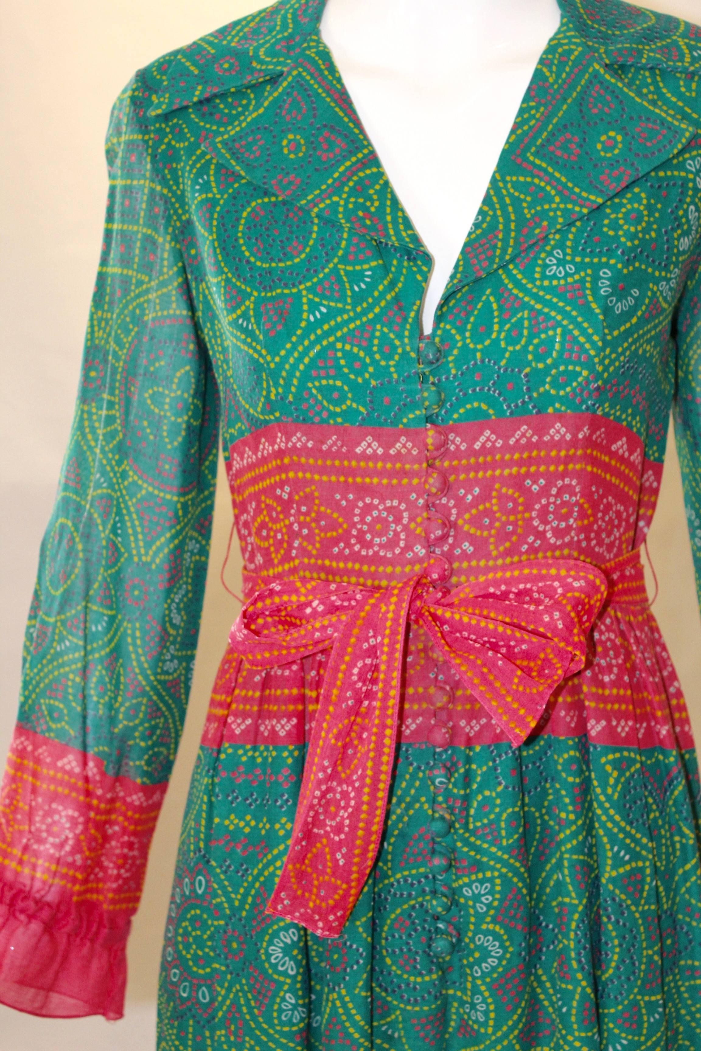 1970s Oscar de la Renta Printed Peasant Dress  2