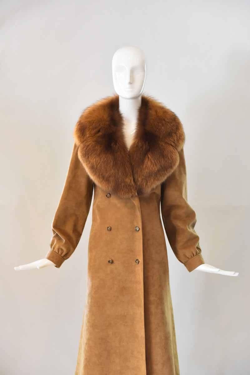 Esther Wolf Ultra Suede Coat with Fur Collar  1