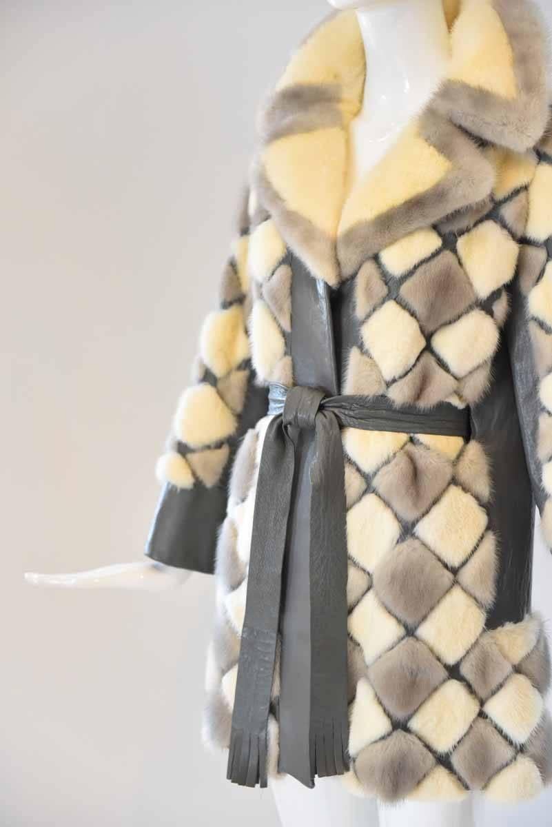 1960s Wurzburg Fur and Leather Coat  In Excellent Condition In Houston, TX