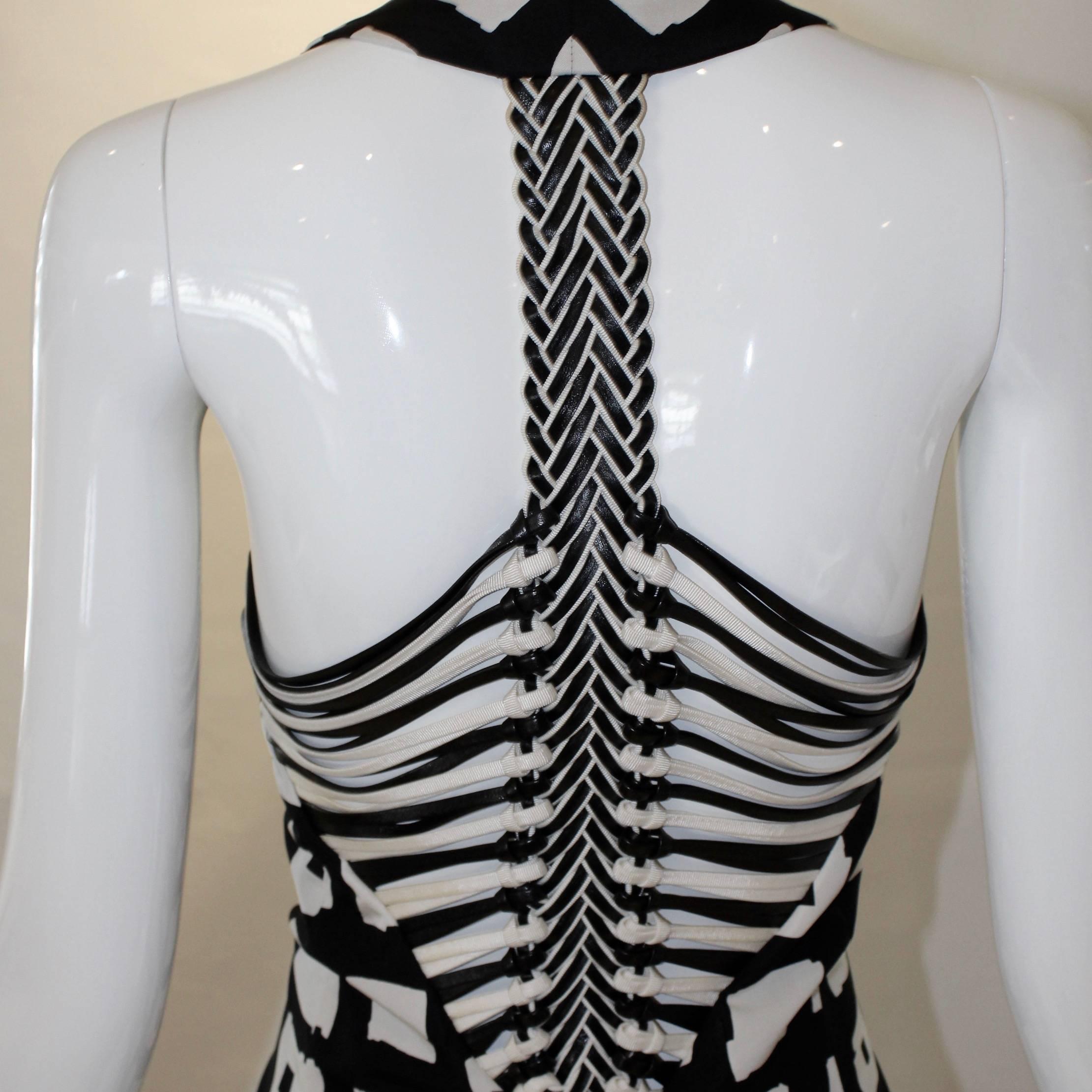 Black Gianfranco Ferre Braided Back Halter Dress, 1980s  For Sale