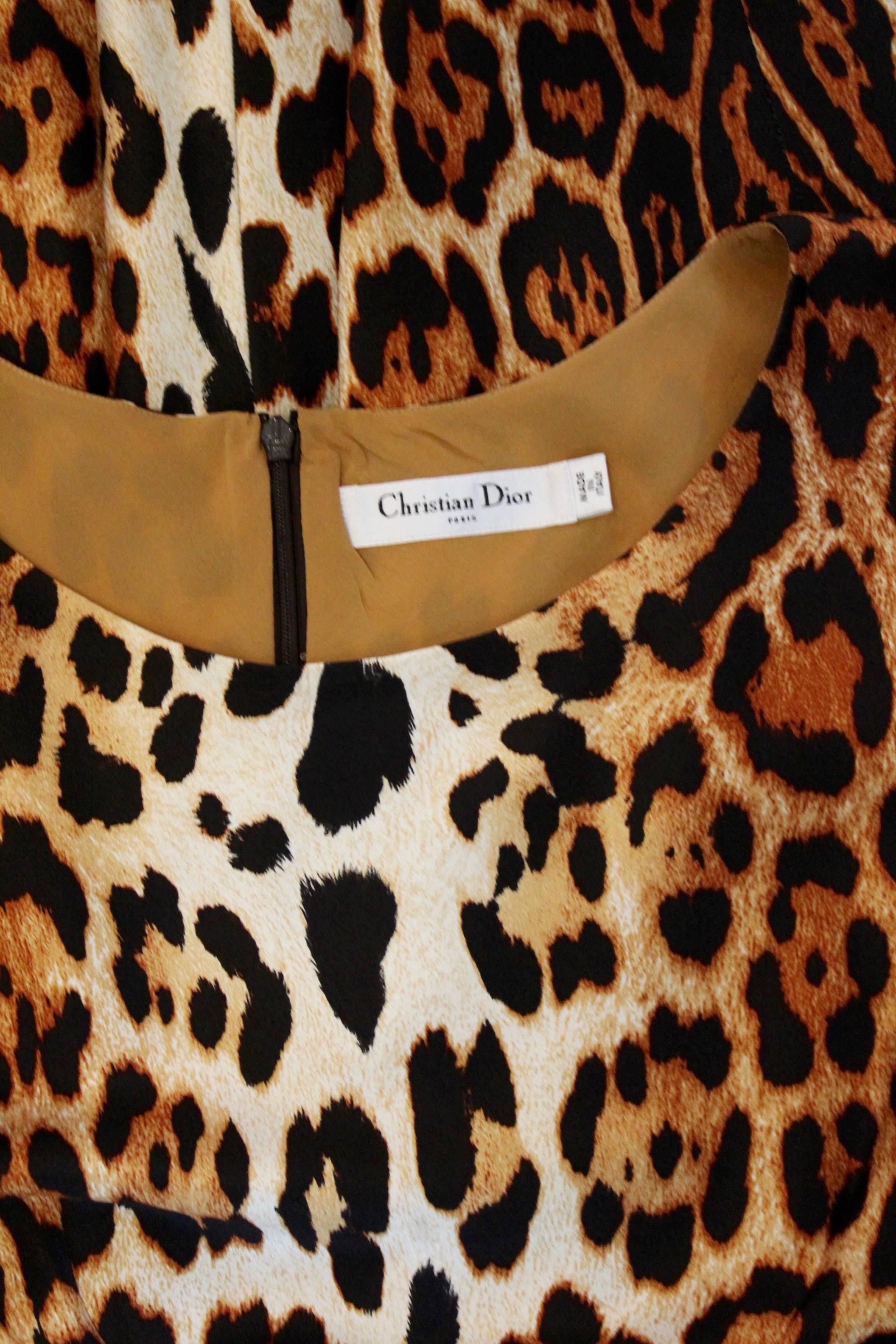 Christian Dior Leopard Cocktail Dress  In Excellent Condition For Sale In Houston, TX