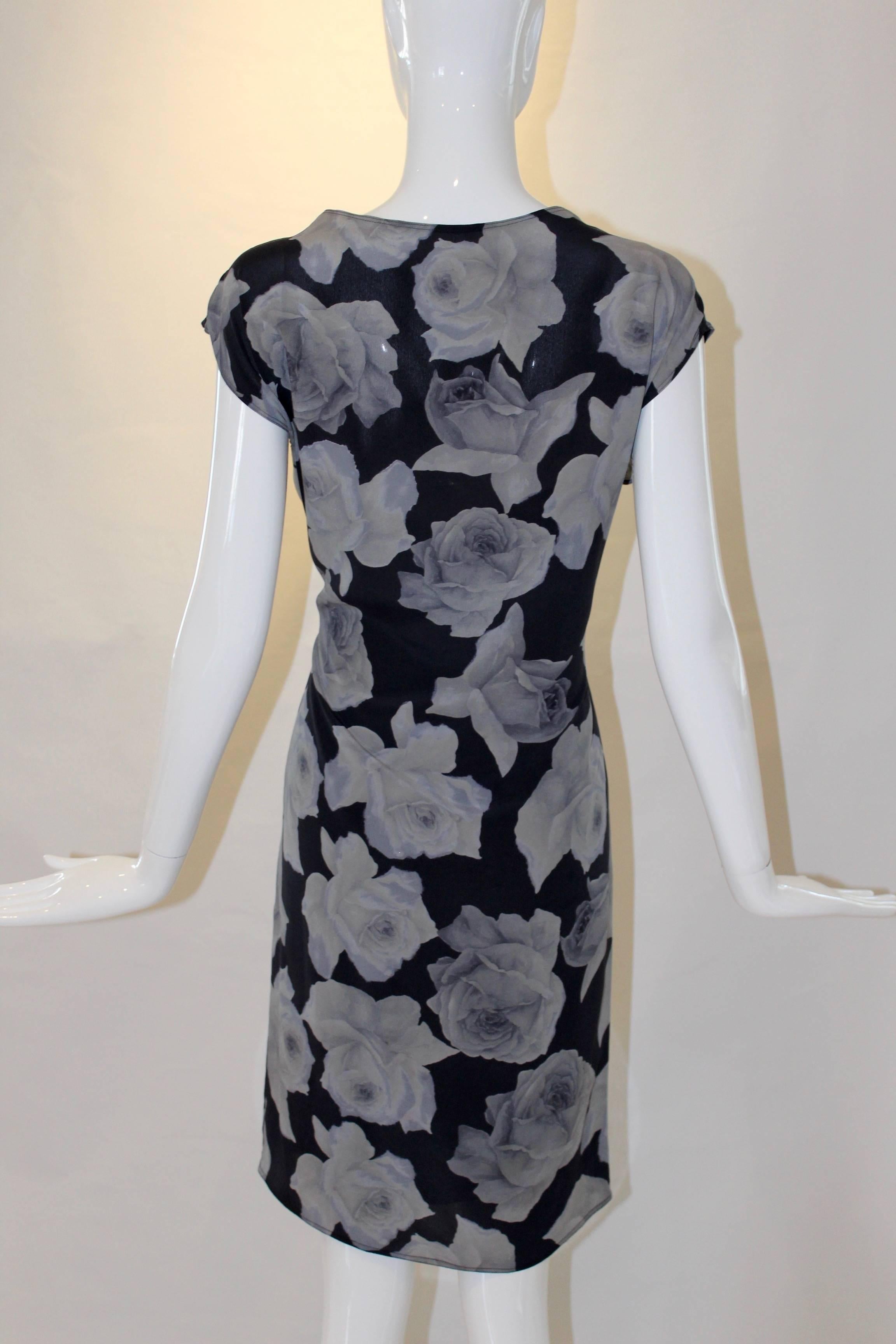 Black Lanvin Floral Sheath Dress  For Sale