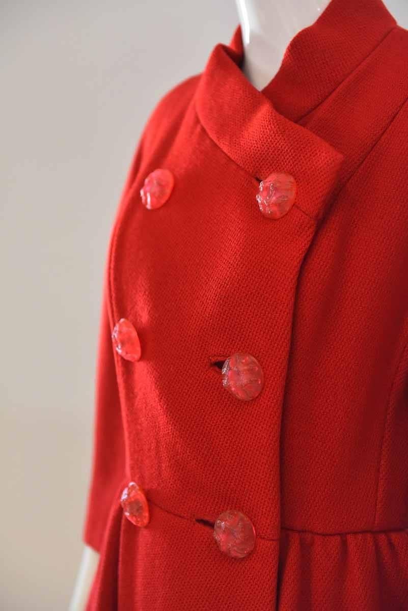 1960s Neiman Marcus Red Dress Coat  In Excellent Condition In Houston, TX