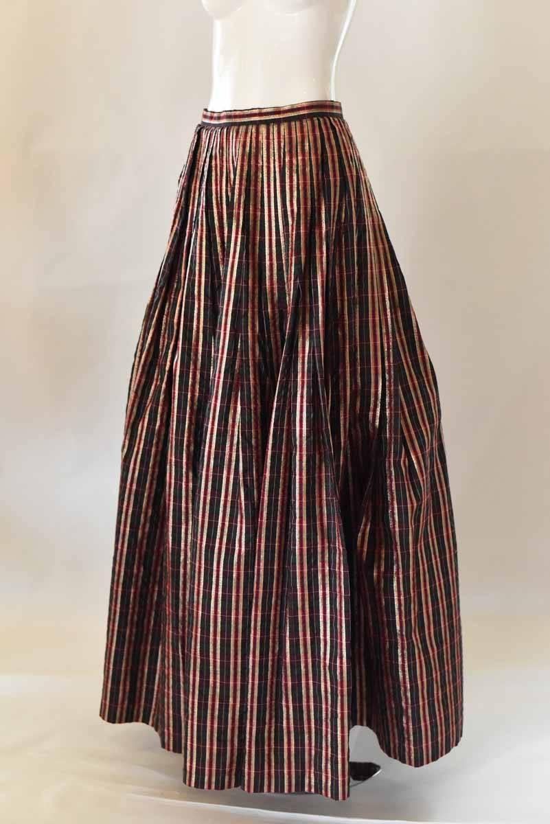 Black Oscar de la Renta Silk 1980s Plaid Taffeta Ball Gown Skirt