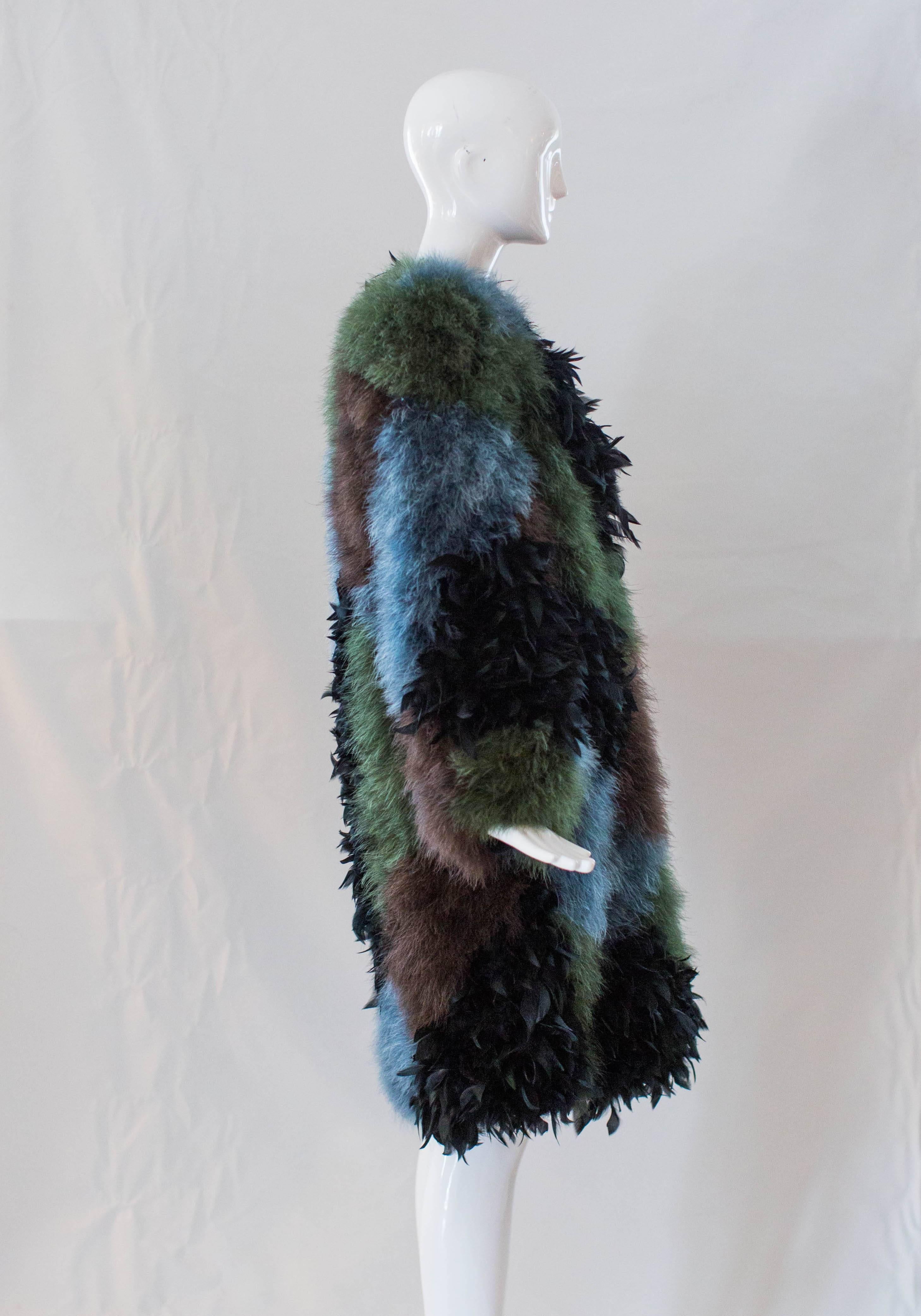 Black 1980s Chantal Thomass Marabou Feather Coat 