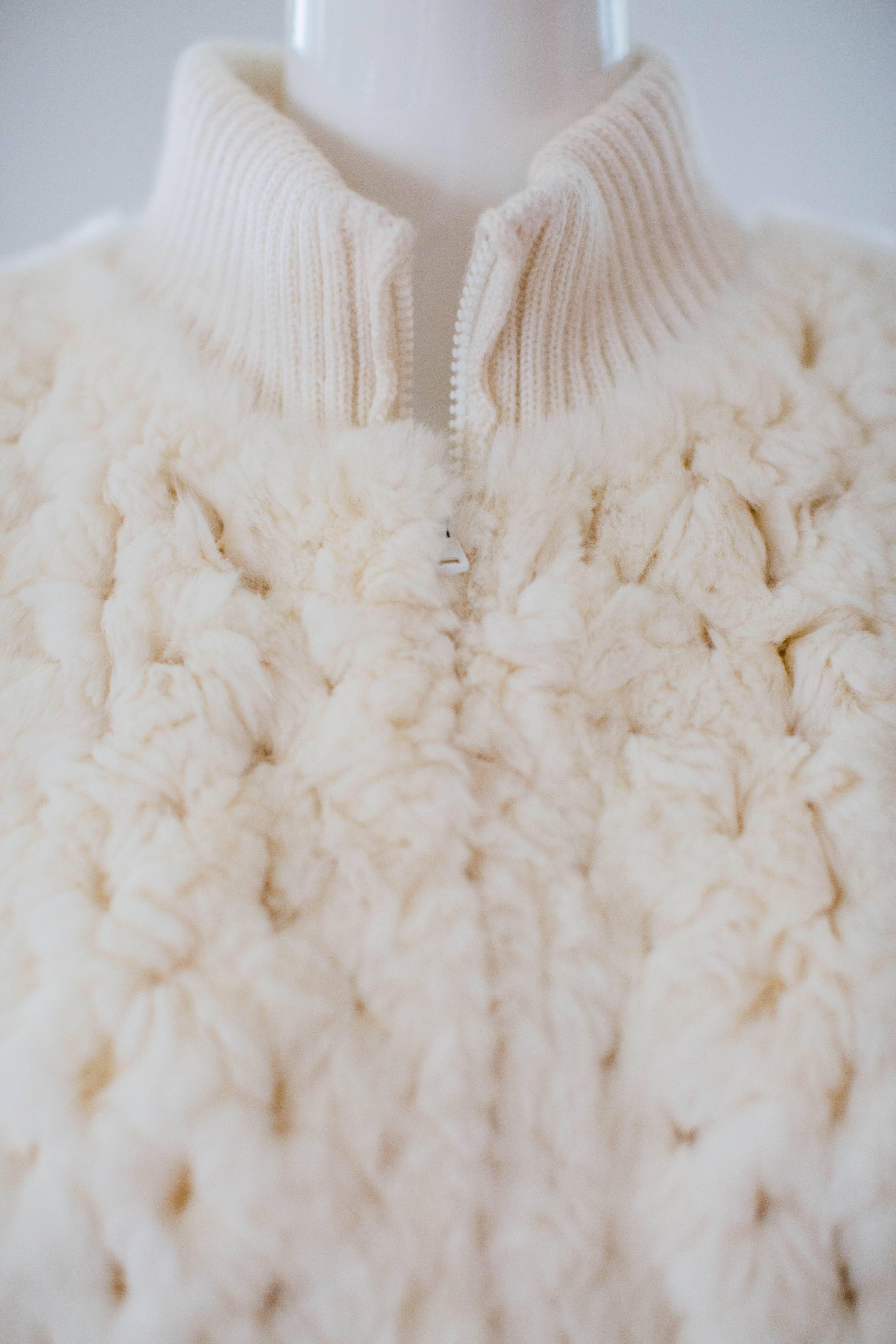 1970s Crocheted Rabbit Fur Jacket  For Sale 3