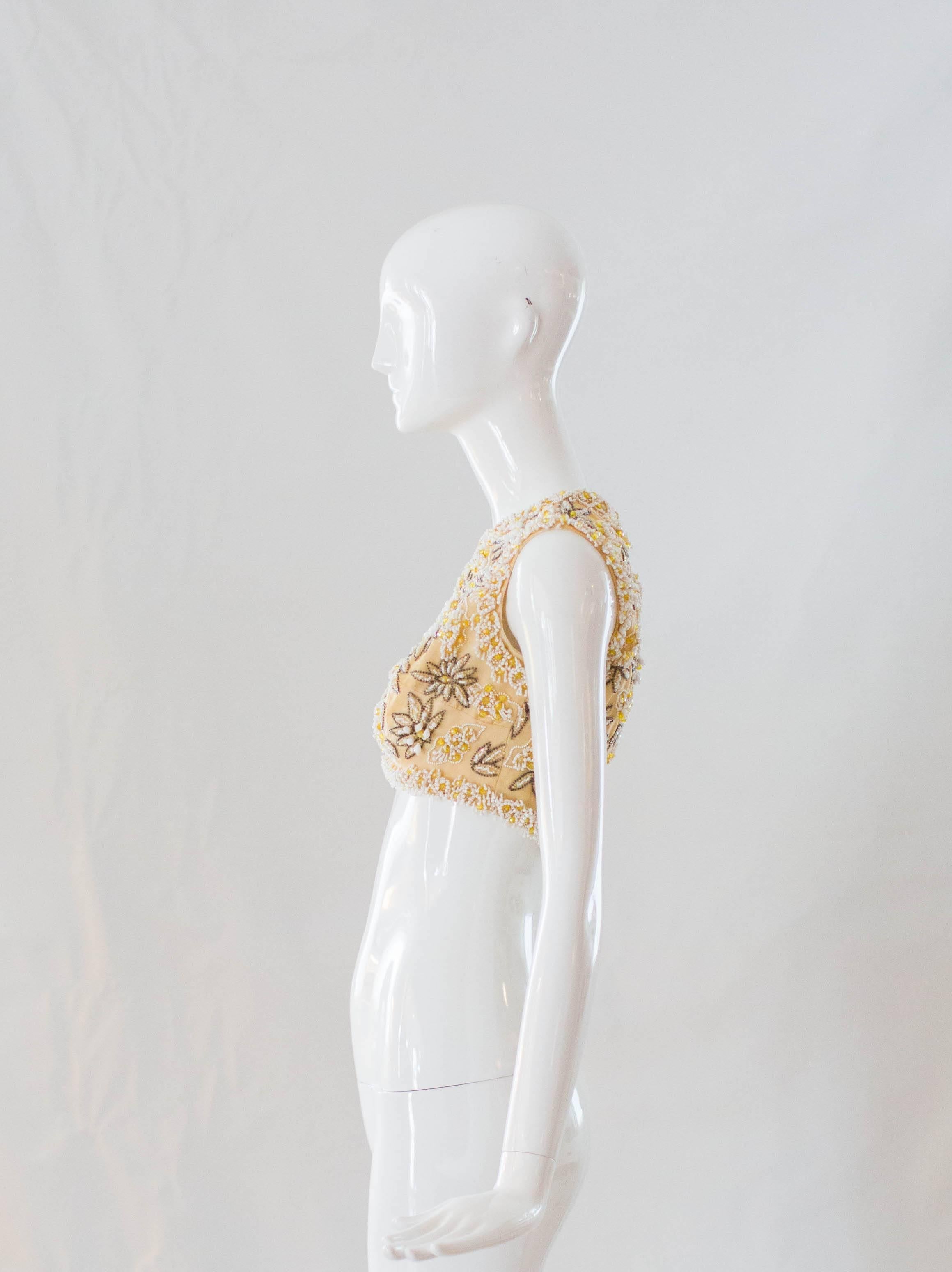 Victoria Royal Ltd. Beaded Crop Top, 1960s  In Excellent Condition For Sale In Houston, TX