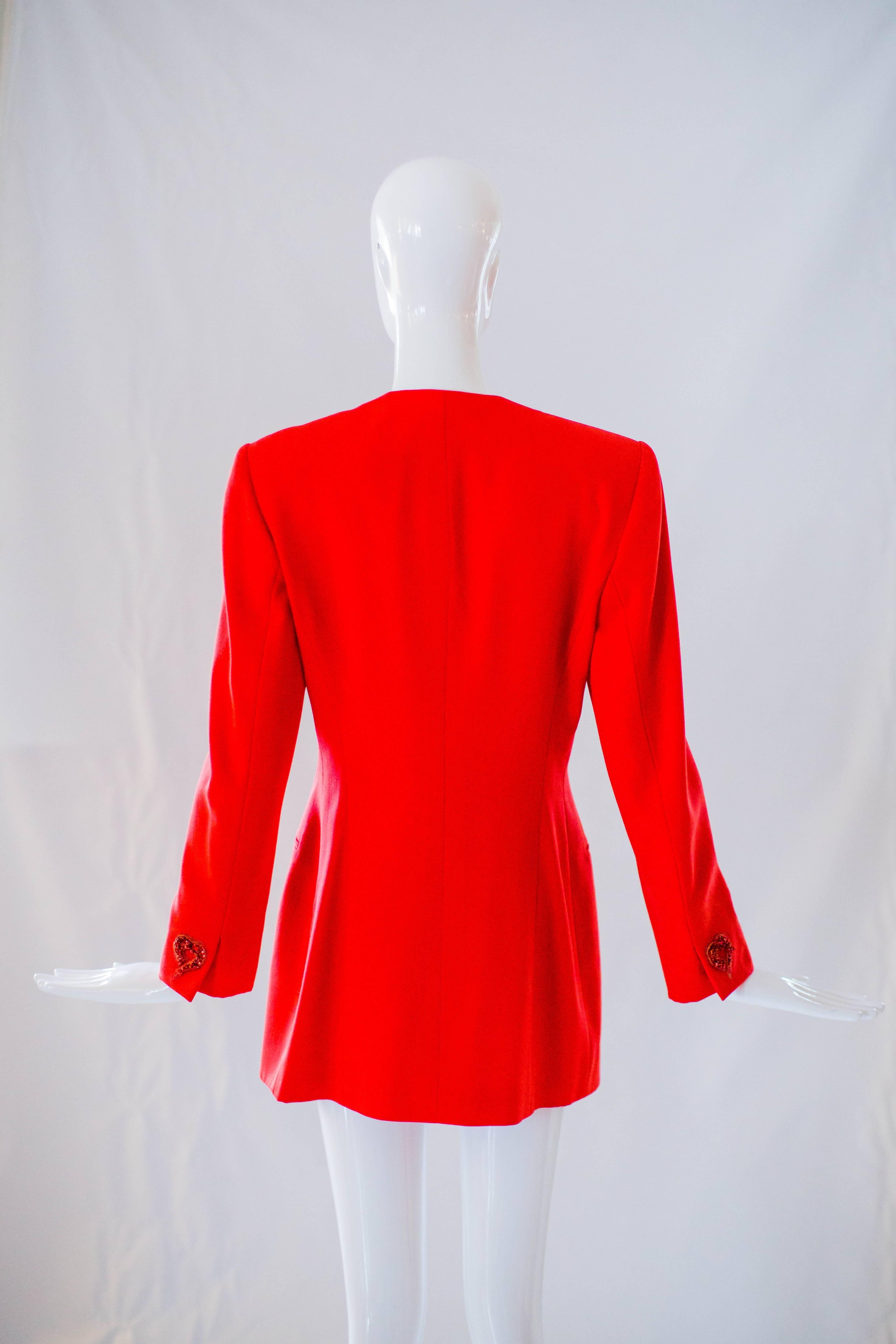 Women's 1990s Escada by Margaretha Ley Pure Wool Red Jacket  For Sale