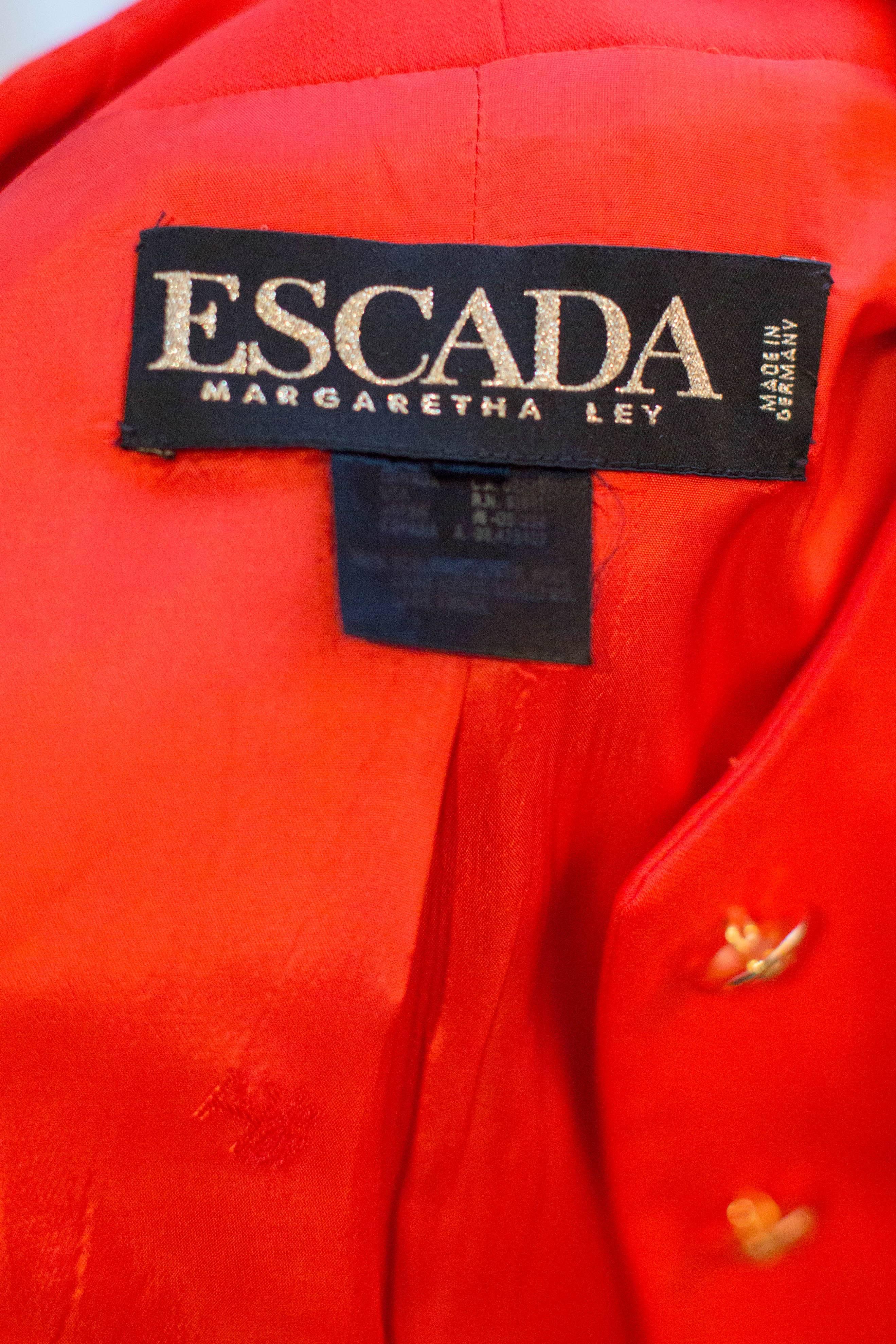 1990s Escada by Margaretha Ley Pure Wool Red Jacket  For Sale 3