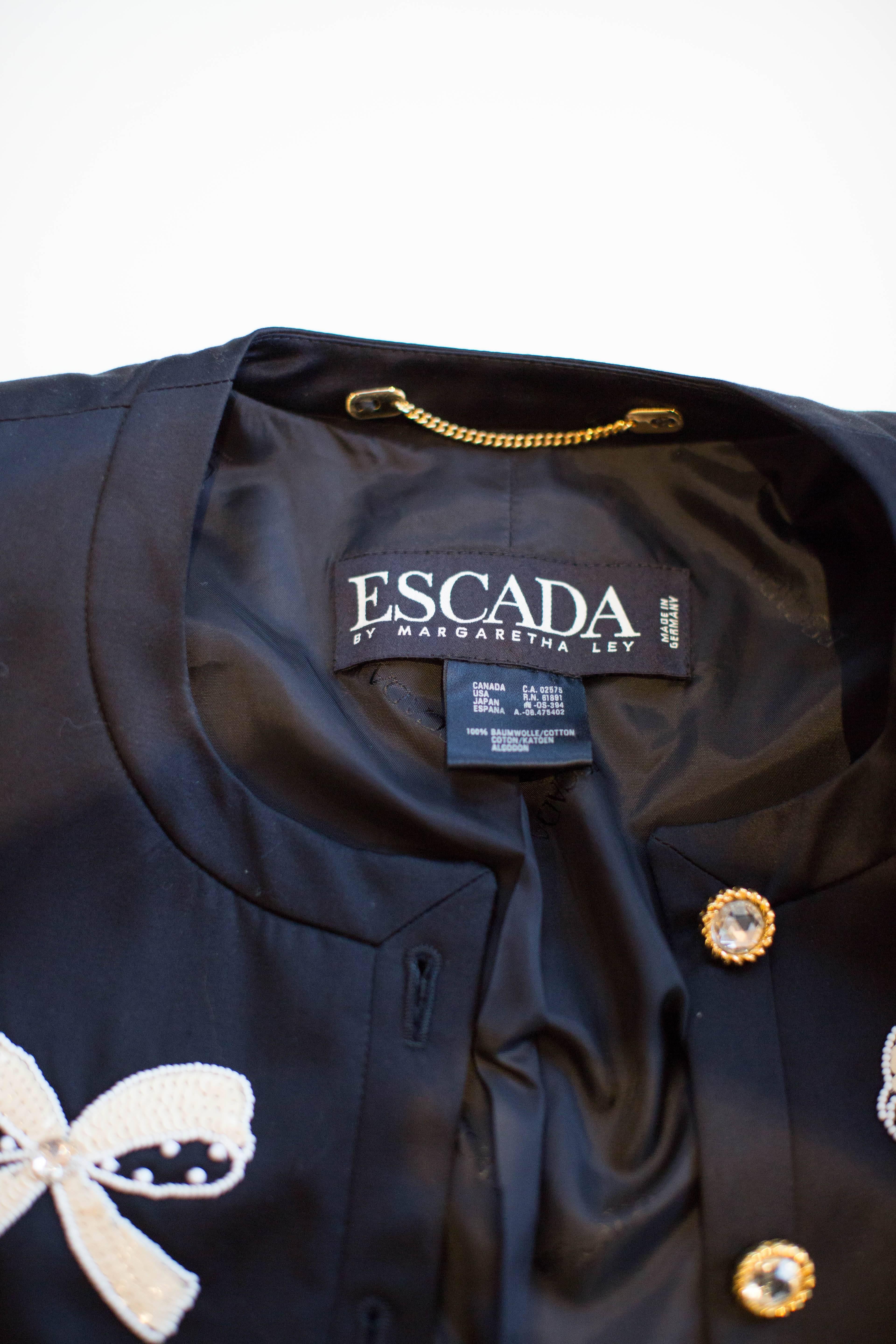 1990s Escada by Margaretha Ley Navy Jacket  In Excellent Condition For Sale In Houston, TX