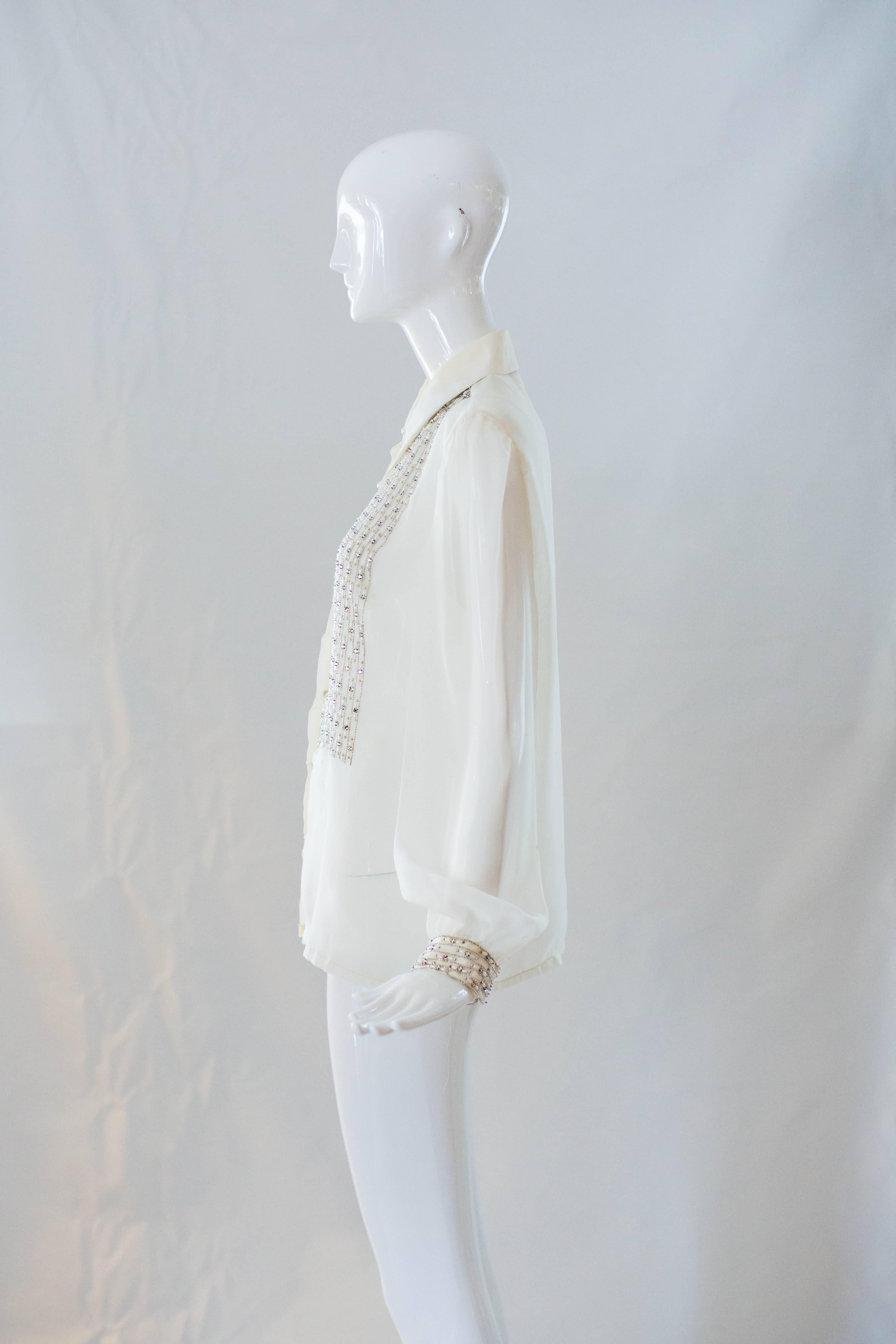 1960s Victoria Royal Beaded Blouse  In Excellent Condition In Houston, TX