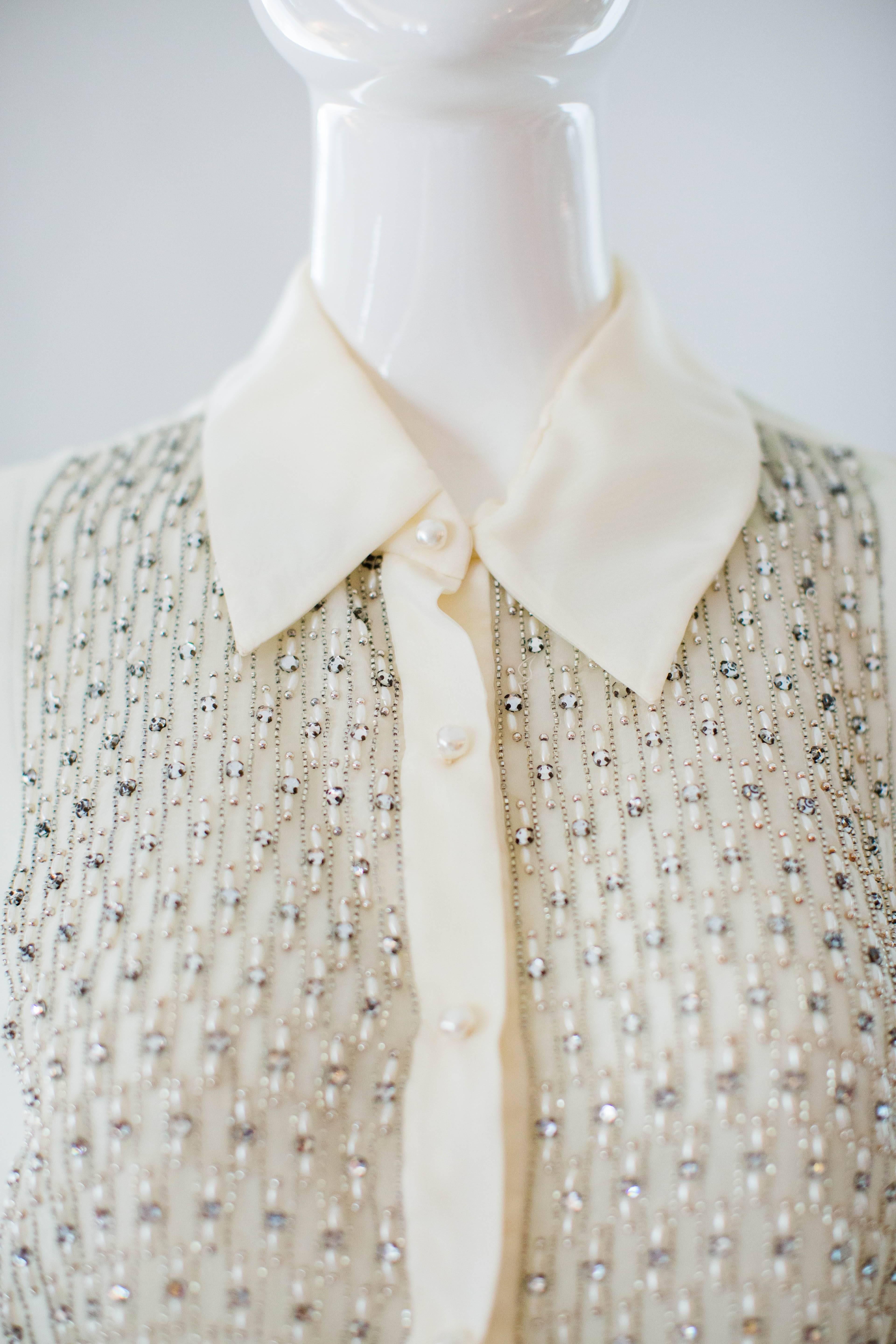 1960s Victoria Royal Beaded Blouse  1