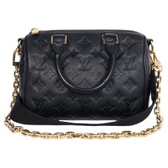 Louis Vuitton Black Embossed Leather Speedy 22 Bandouliere Crossbody Bag