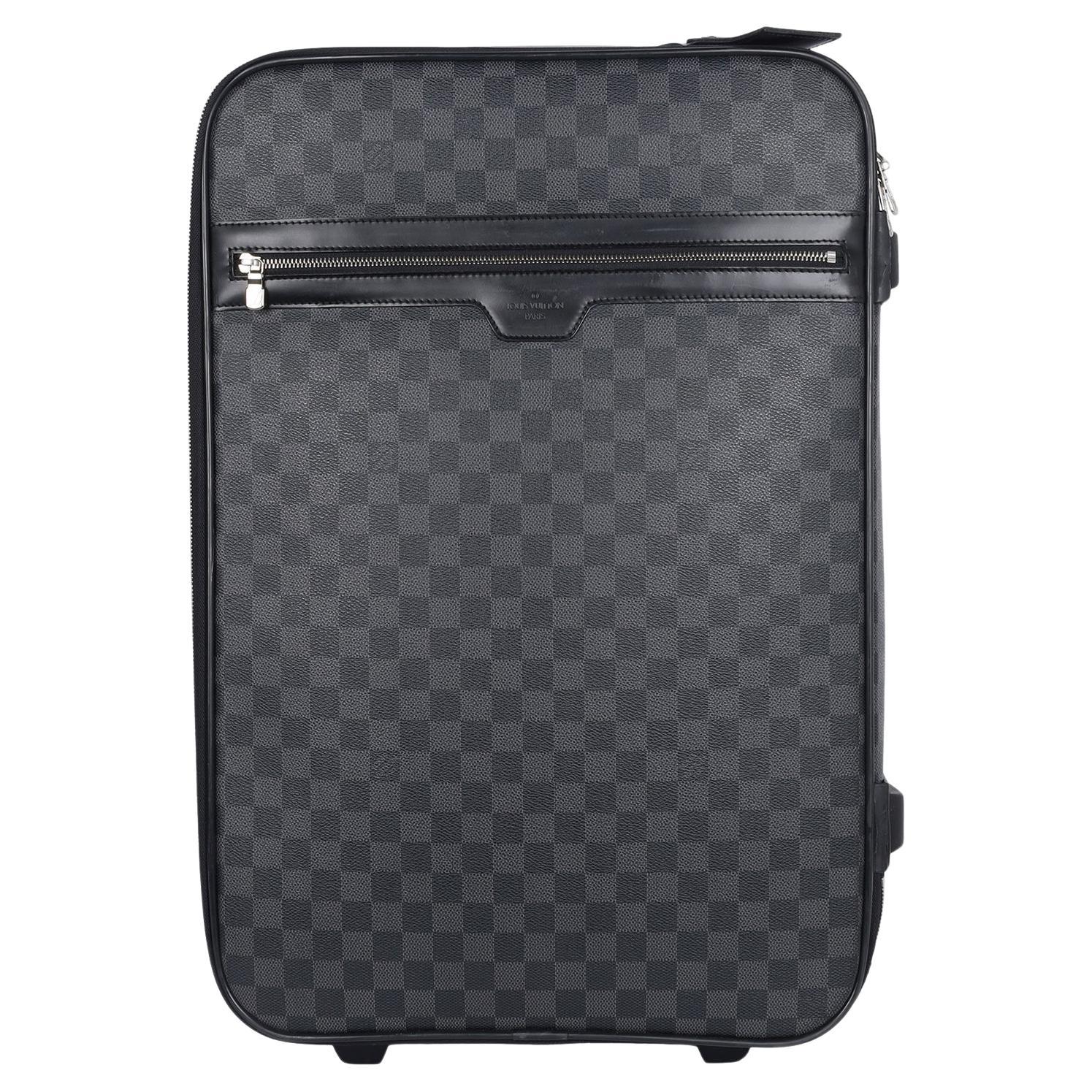 Louis Vuitton Black Grey Damier Graphite Pégase 55 Roller Suitcase For Sale
