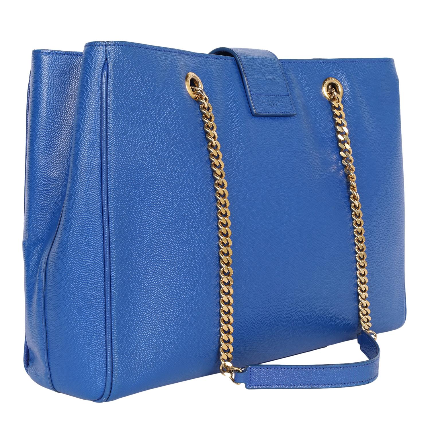 Saint Laurent Grande Cassandre Shopper Tote Blu in vendita 2
