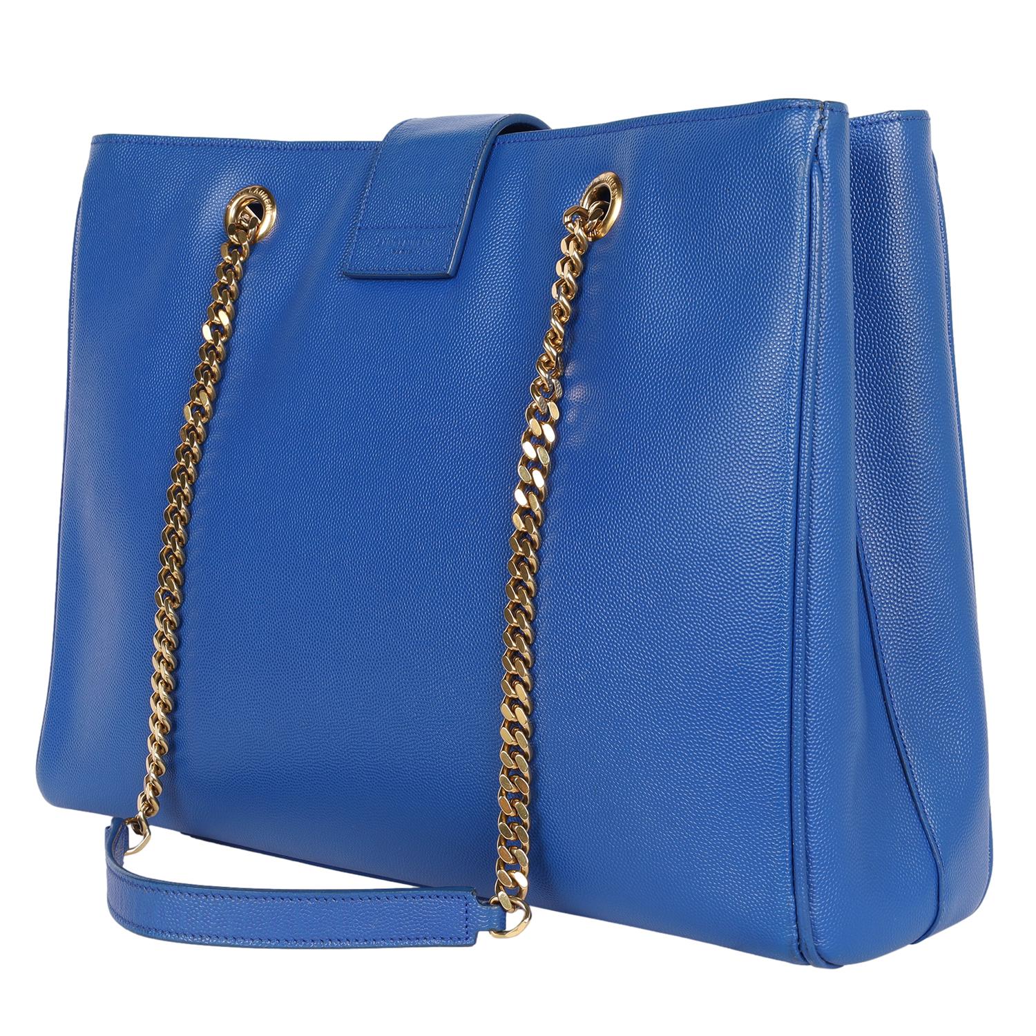 Saint Laurent Grande Cassandre Shopper Tote Blu in vendita 3