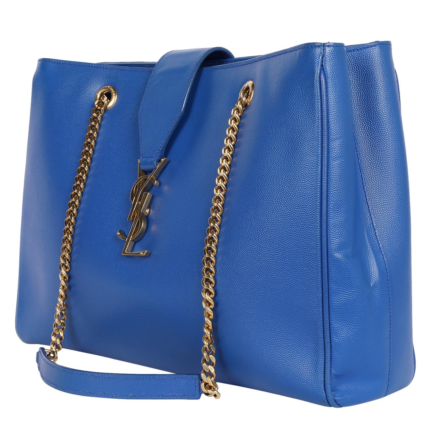 Saint Laurent Grande Cassandre Shopper Tote Blu in vendita 4