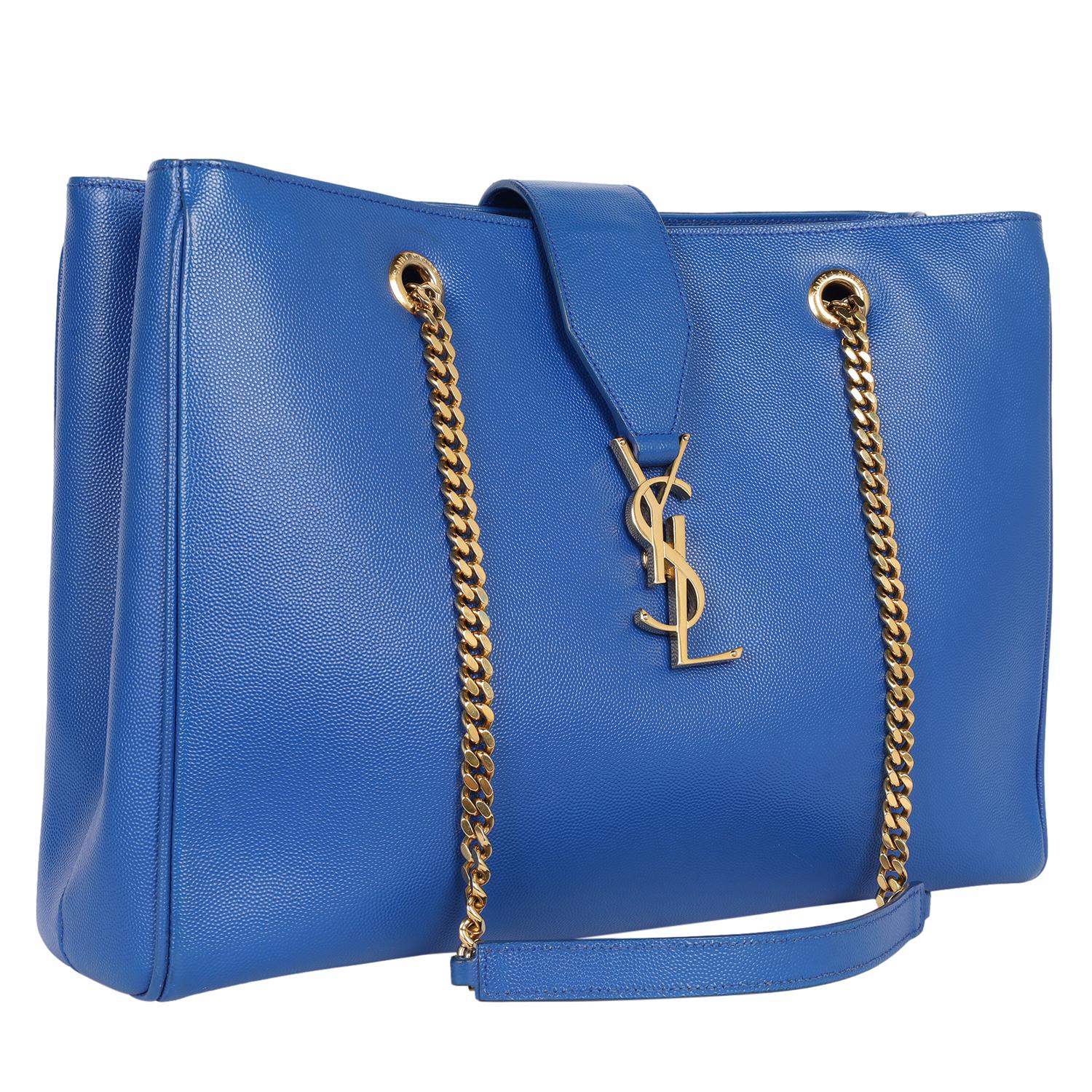 Saint Laurent Grande Cassandre Shopper Tote Blu in vendita 5
