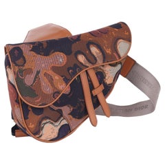 CHRISTIAN DIOR X Peter Doig Denim Soft Camouflage Saddle Mens Crossbody Bag