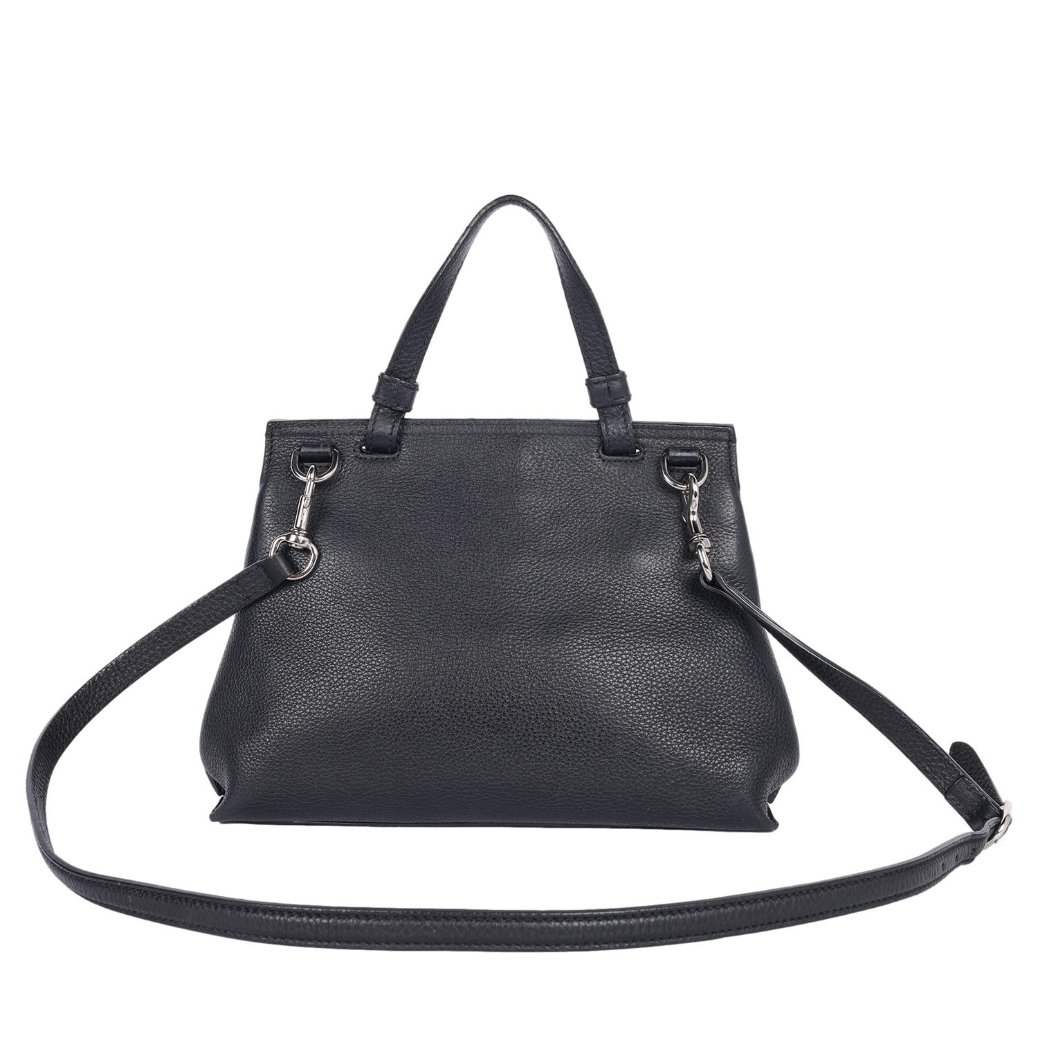Gucci Borsa a manico alto in pelle di vitello acciottolata Large Bamboo Daily Nero in vendita 2