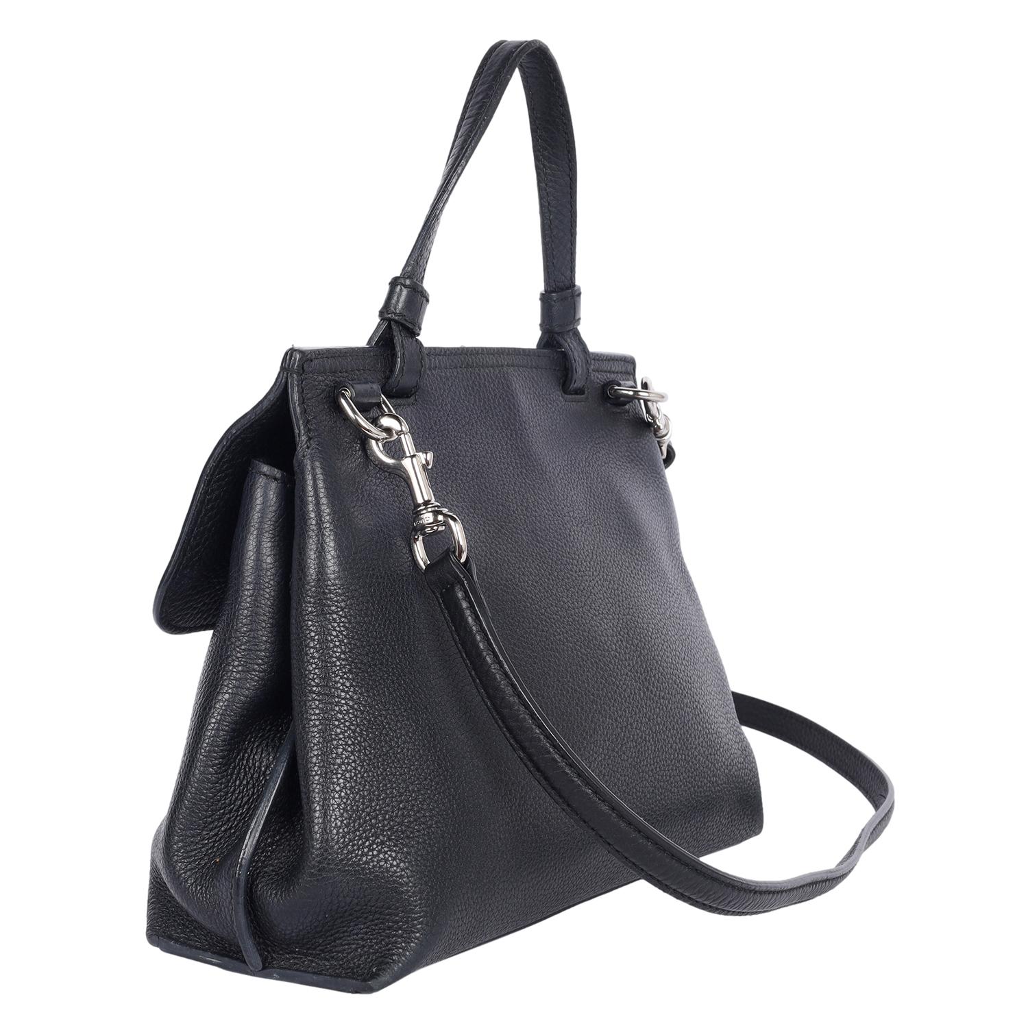 Gucci Borsa a manico alto in pelle di vitello acciottolata Large Bamboo Daily Nero in vendita 3