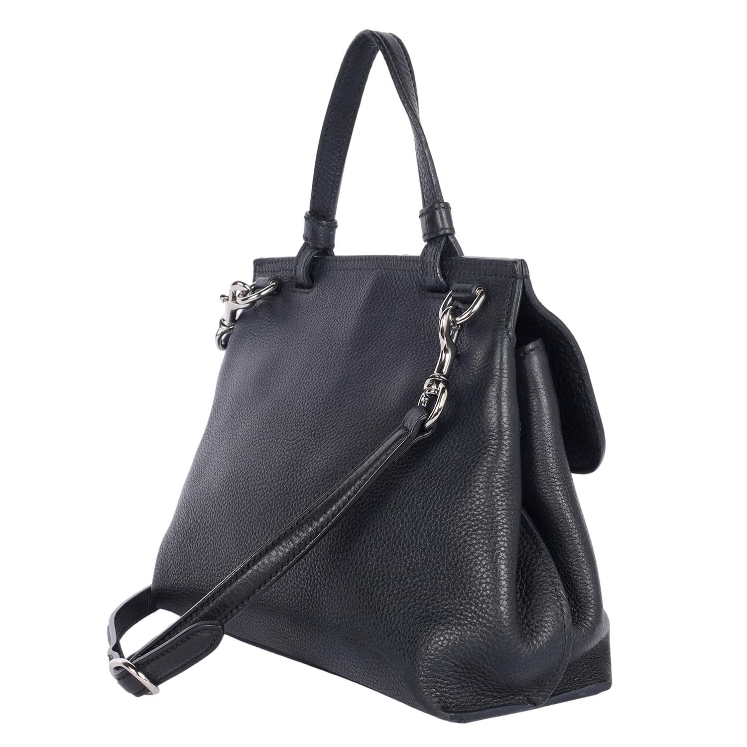 Gucci Borsa a manico alto in pelle di vitello acciottolata Large Bamboo Daily Nero in vendita 4