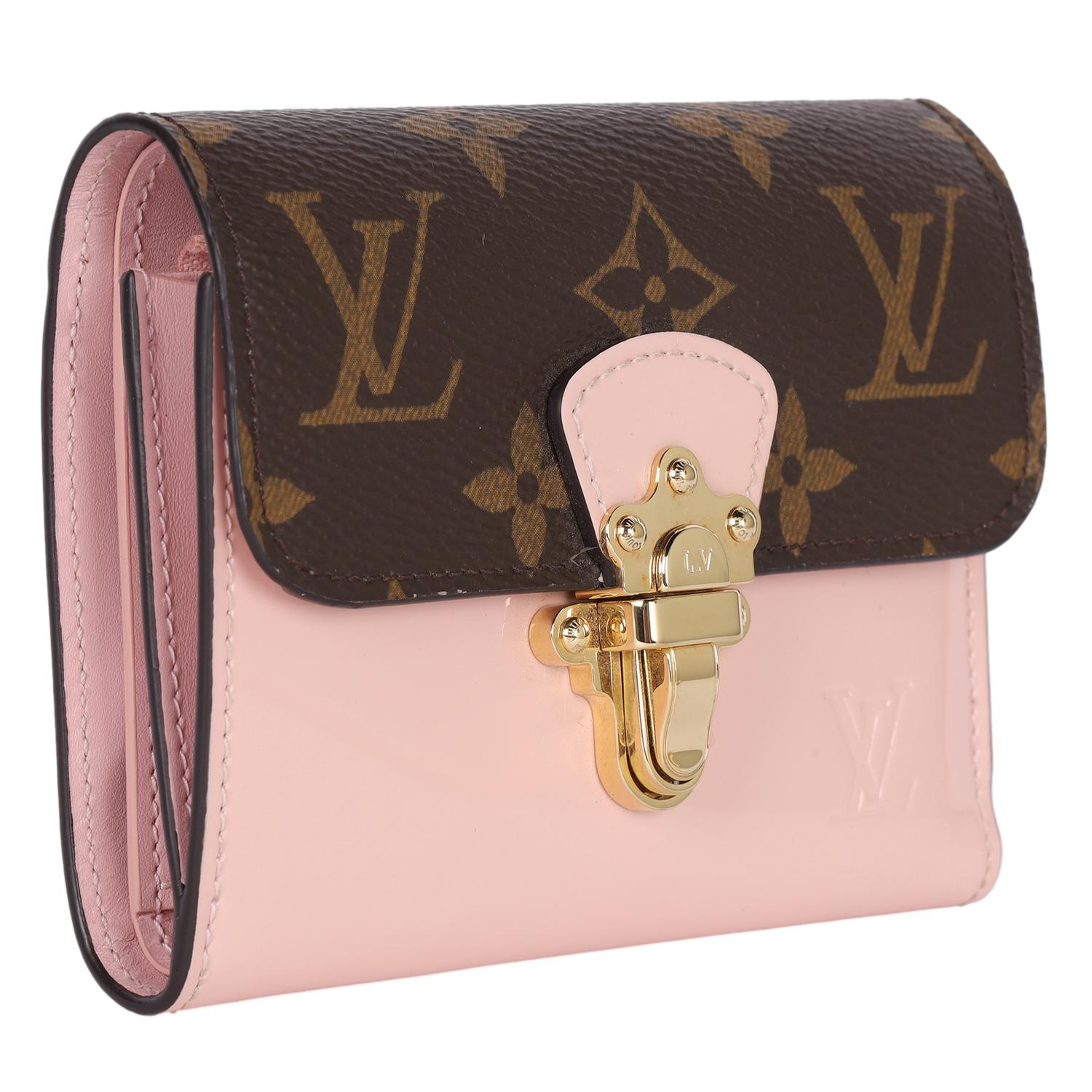 Cartera compacta Louis Vuitton de piel de becerro charolada con monograma de cerezo Rose Ballerine Negro en venta