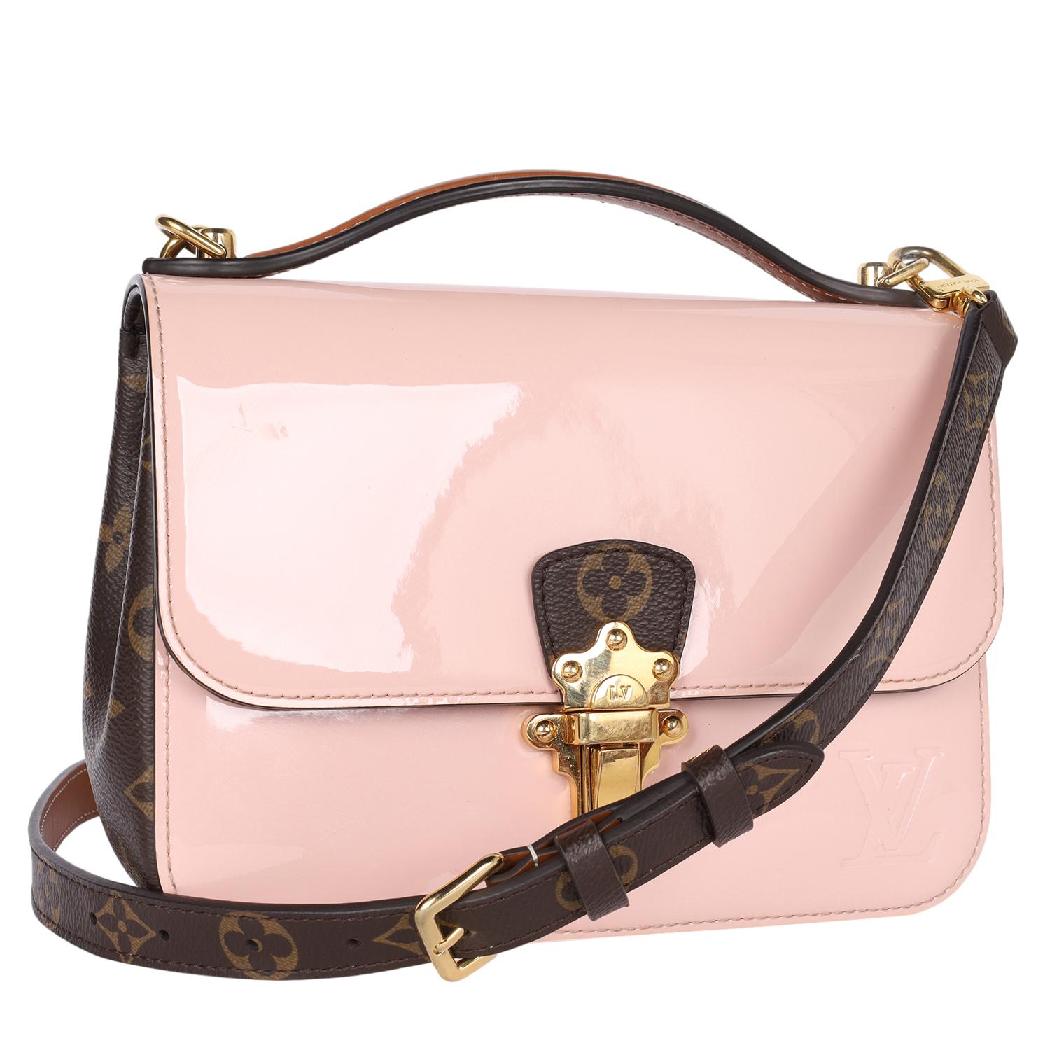 Orange LOUIS VUITTON Ballerine en cuir de veau verni Monogram Cherrywood BB Rose en vente