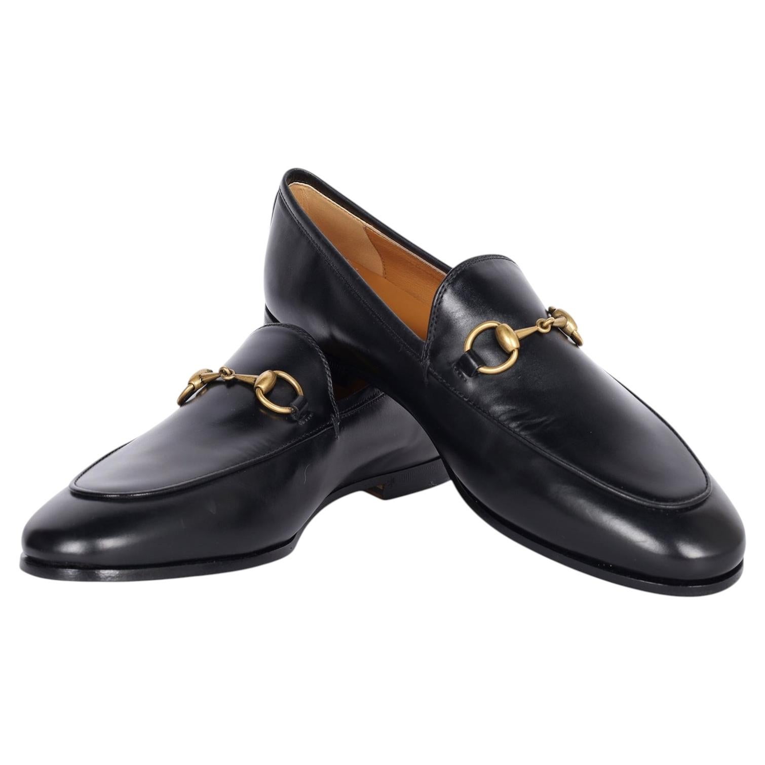 Mocasines «Horsebit» de cuero negro de la colección Jordaan de Gucci para mujer, talla 36, Italia