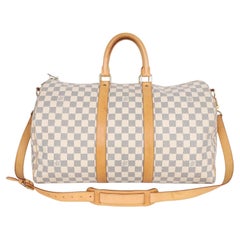 Louis Vuitton 2009 Damier Azur Keepall 45 Bandouliere Duffle Bag