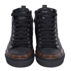 Louis Vuitton Stellar Monogram Sneakers 37,5, schwarzes Canvas mit Lederbesatz