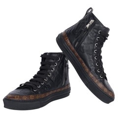 Louis Vuitton Stellar Monogram Sneakers 37,5, schwarzes Canvas mit Lederbesatz