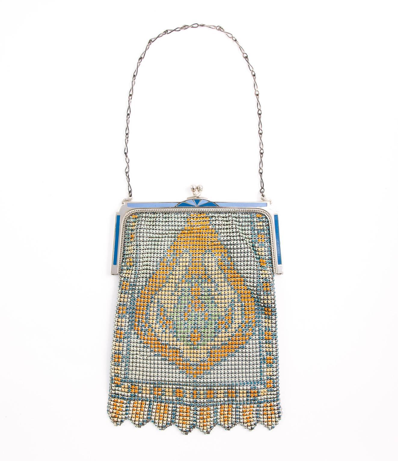 1930's Art Deco Silver Mesh Bag  For Sale 3