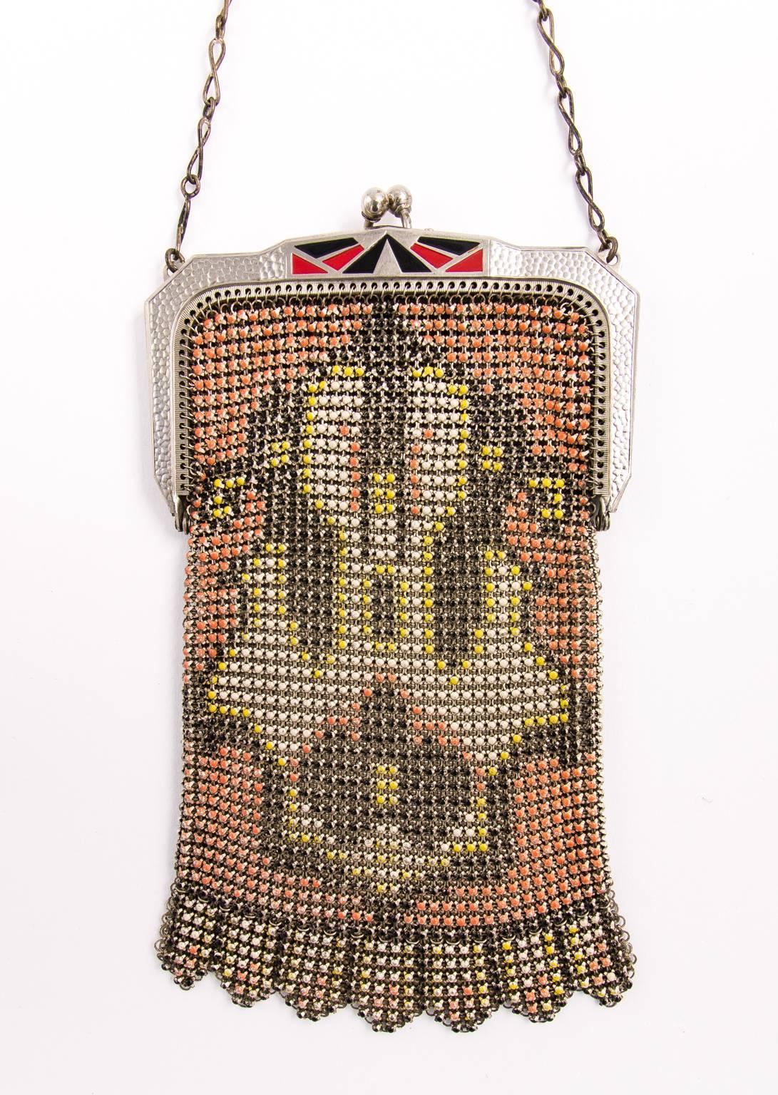 1930's Art Deco purse in black and yellow For Sale 1