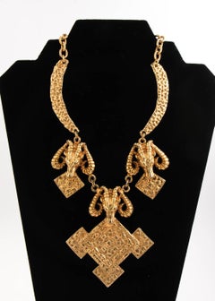 Jules Van Rogue Egyptian Revival gold tone necklace. Circa 1960