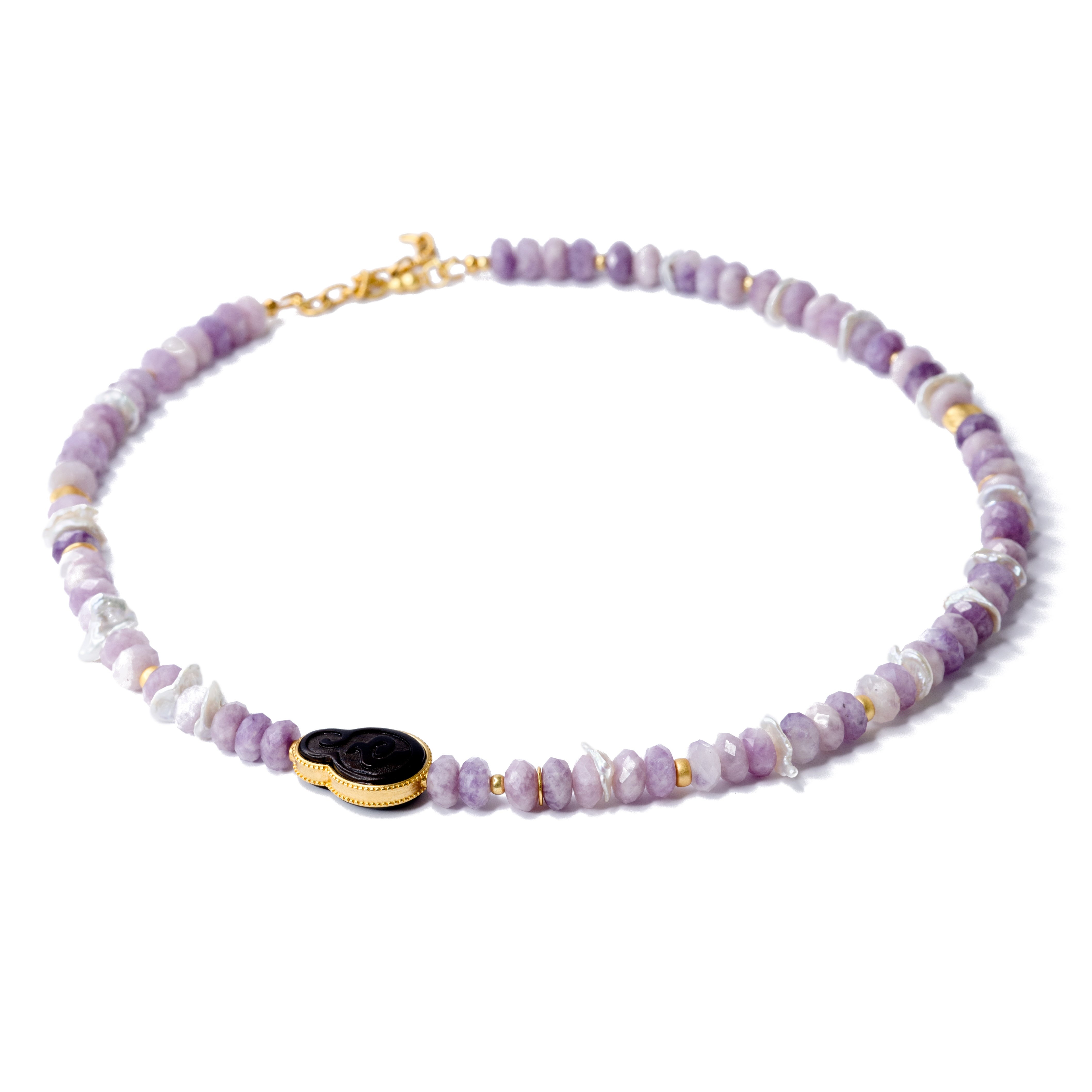 Lavender Kunzite Pearl Necklace - by Bombyx House