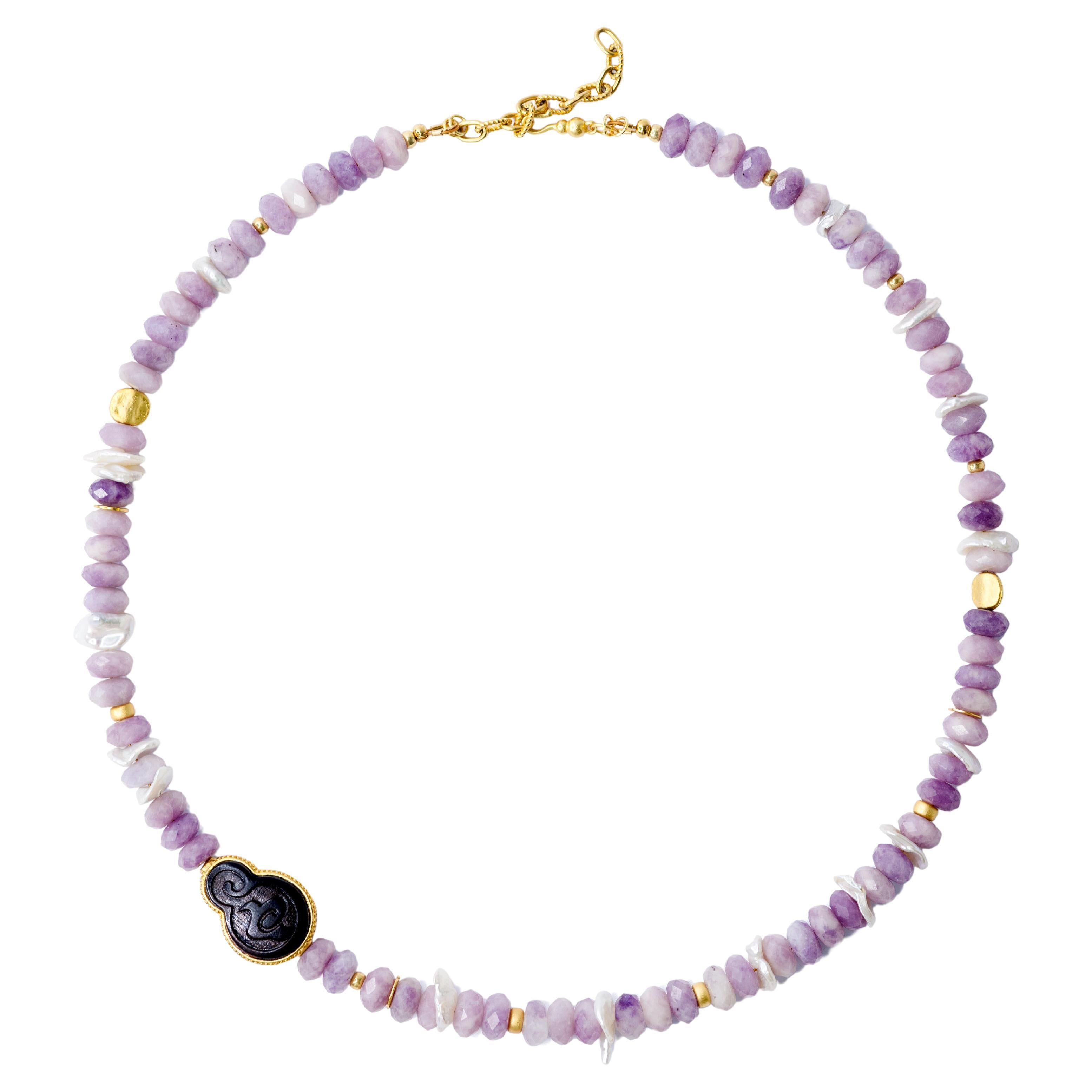 Kunzite Pearl Necklace - by Bombyx House For Sale