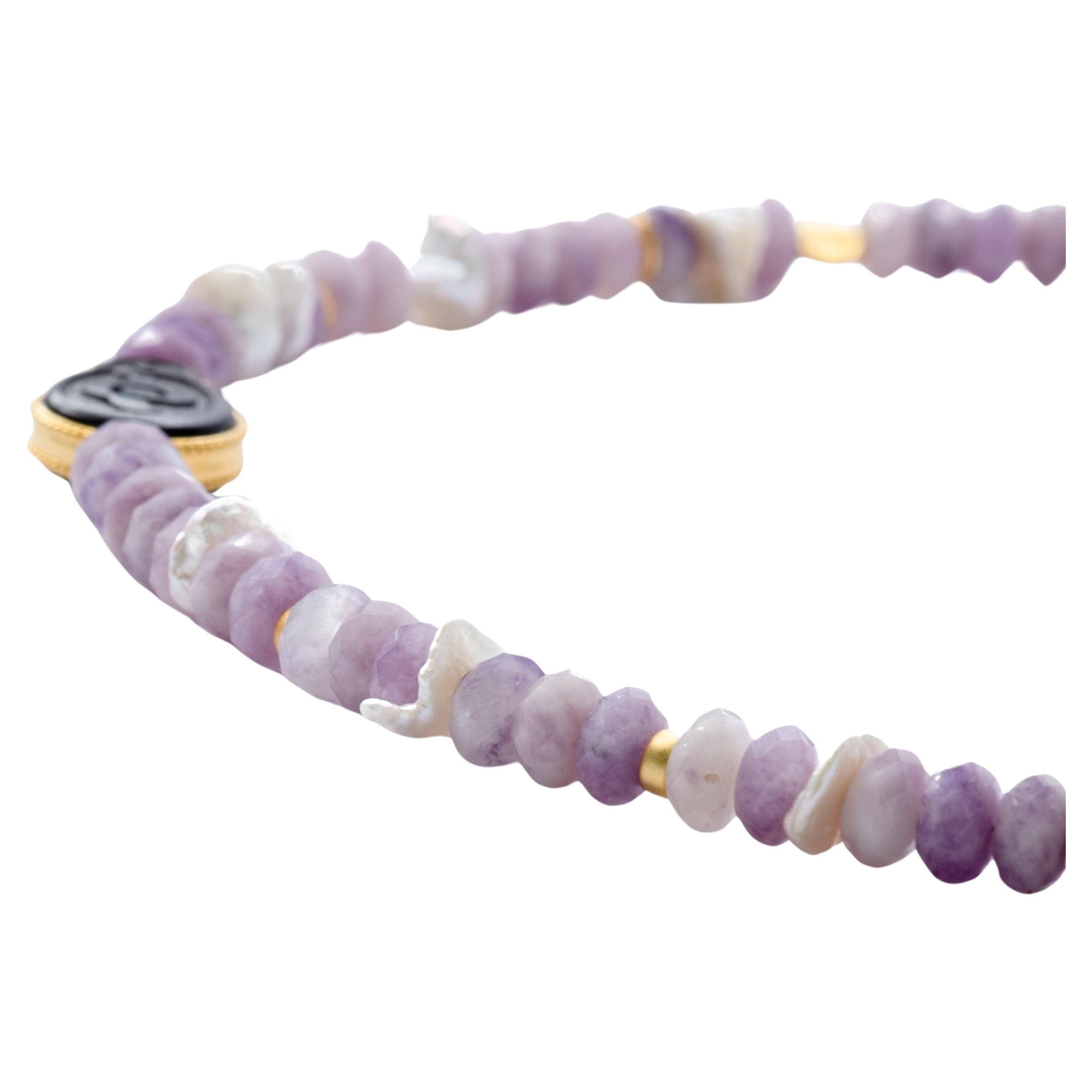 Bead Kunzite Pearl Necklace - by Bombyx House For Sale