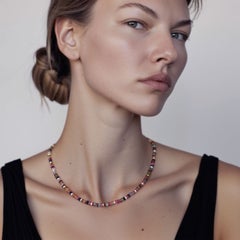 Rainbow Tourmaline Pearl Station Necklace, Handcrafted Fine Jewelry
