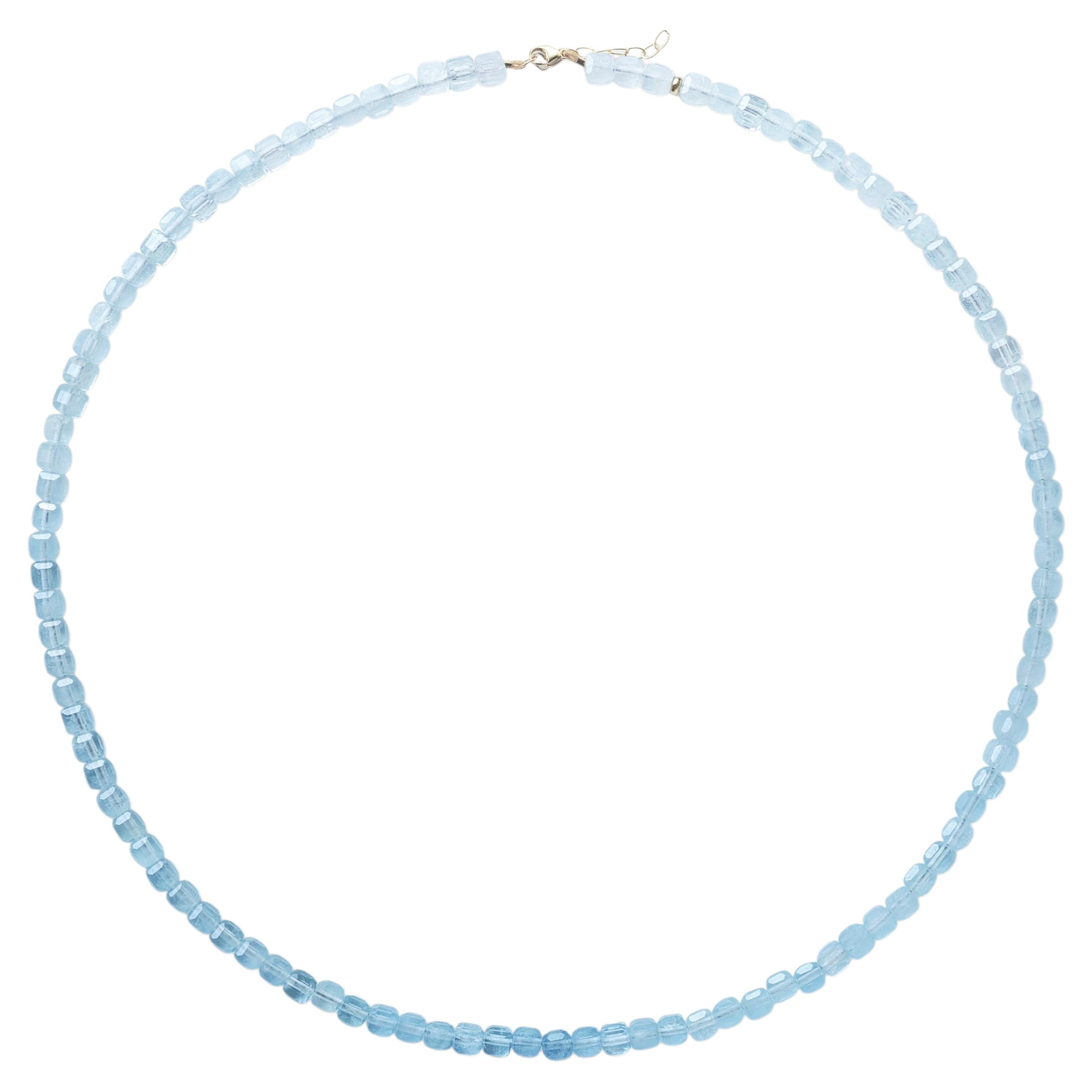 Aquamarin Kubistische Halskette, Handgefertigter Schmuck