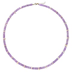 Geburtsstein Februar Amethyst Perle Station Halskette, Handcrafted Fine Jewelry