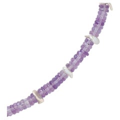 Geburtsstein Februar Amethyst Perle Station Halskette, Handcrafted Fine Jewelry
